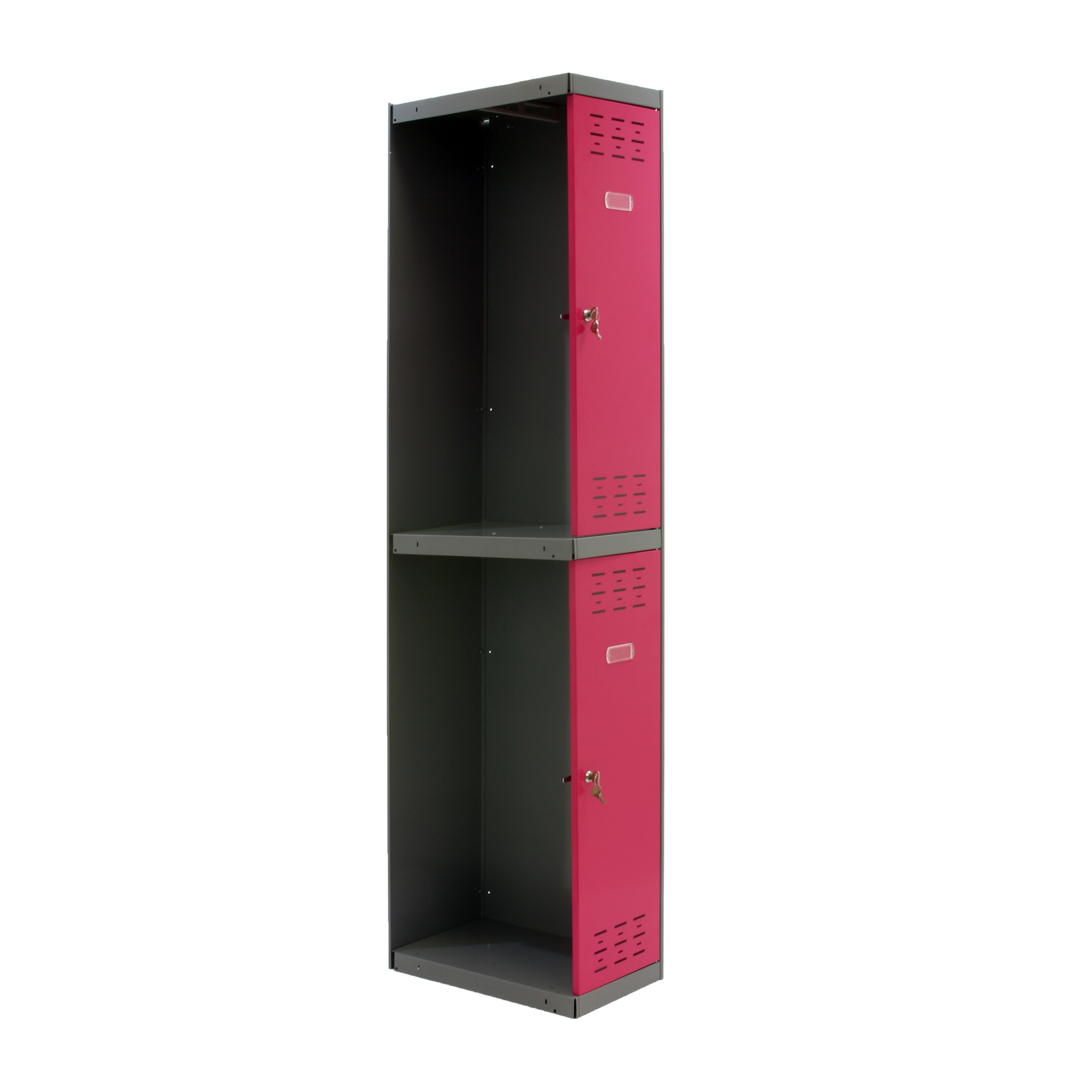 Taquilla biplaza adicional de acero 30x180x50 cm desmontada gris/rosa 2 puertas
