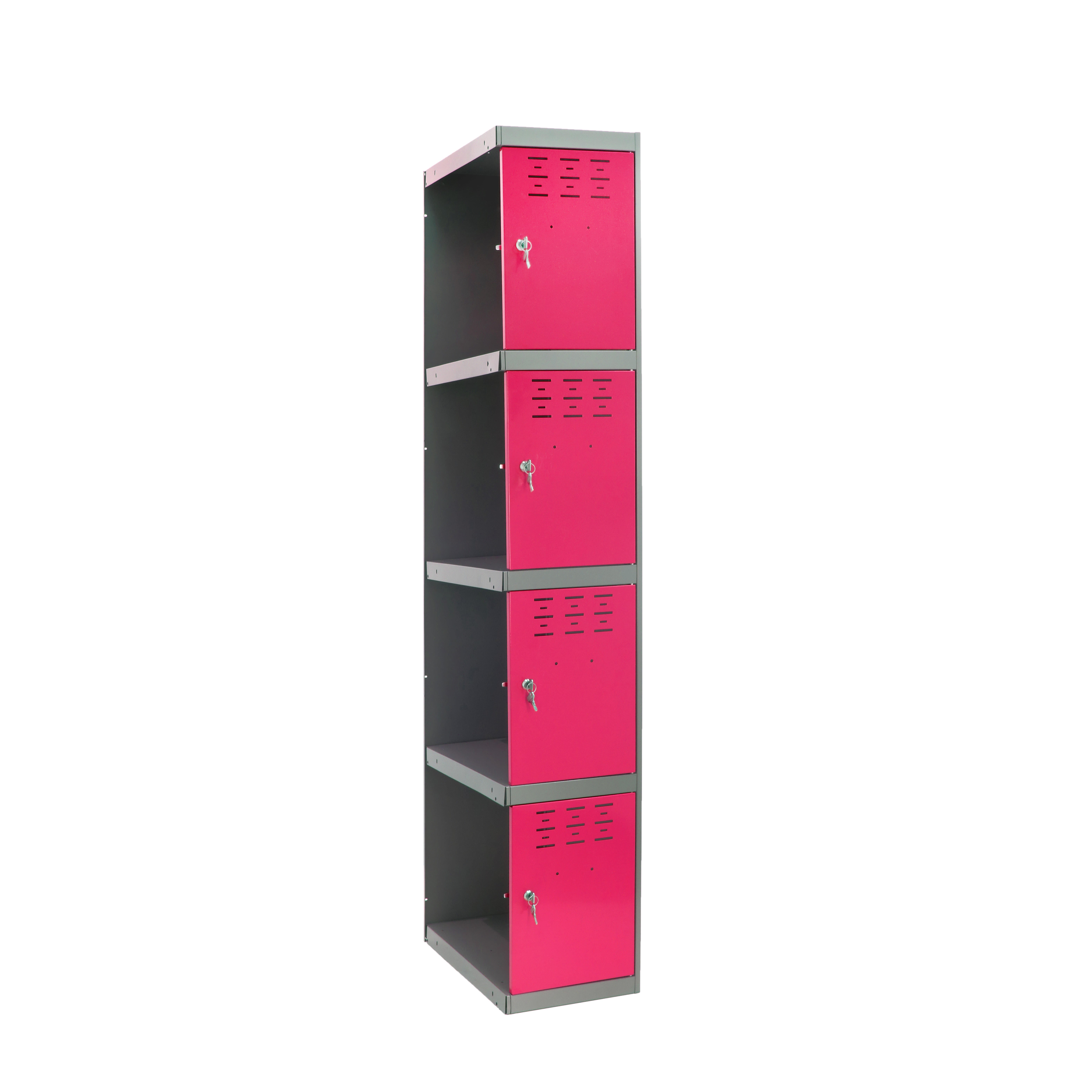 Casillero adicional de acero 30x180x50 cm desmontado color gris/rosa 4 puertas