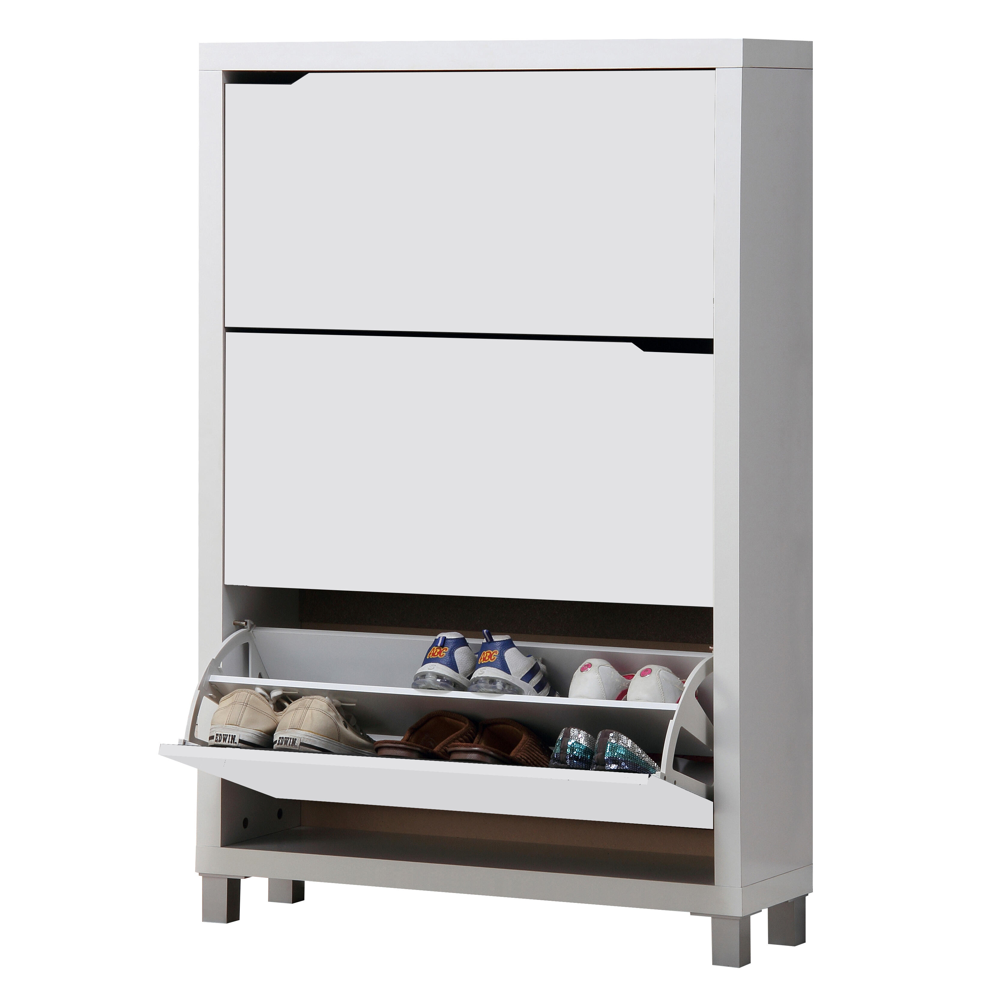 Zapatero kubox con 3 compartimentos para 18 pares en melamina color blanco 79x119x24 cm