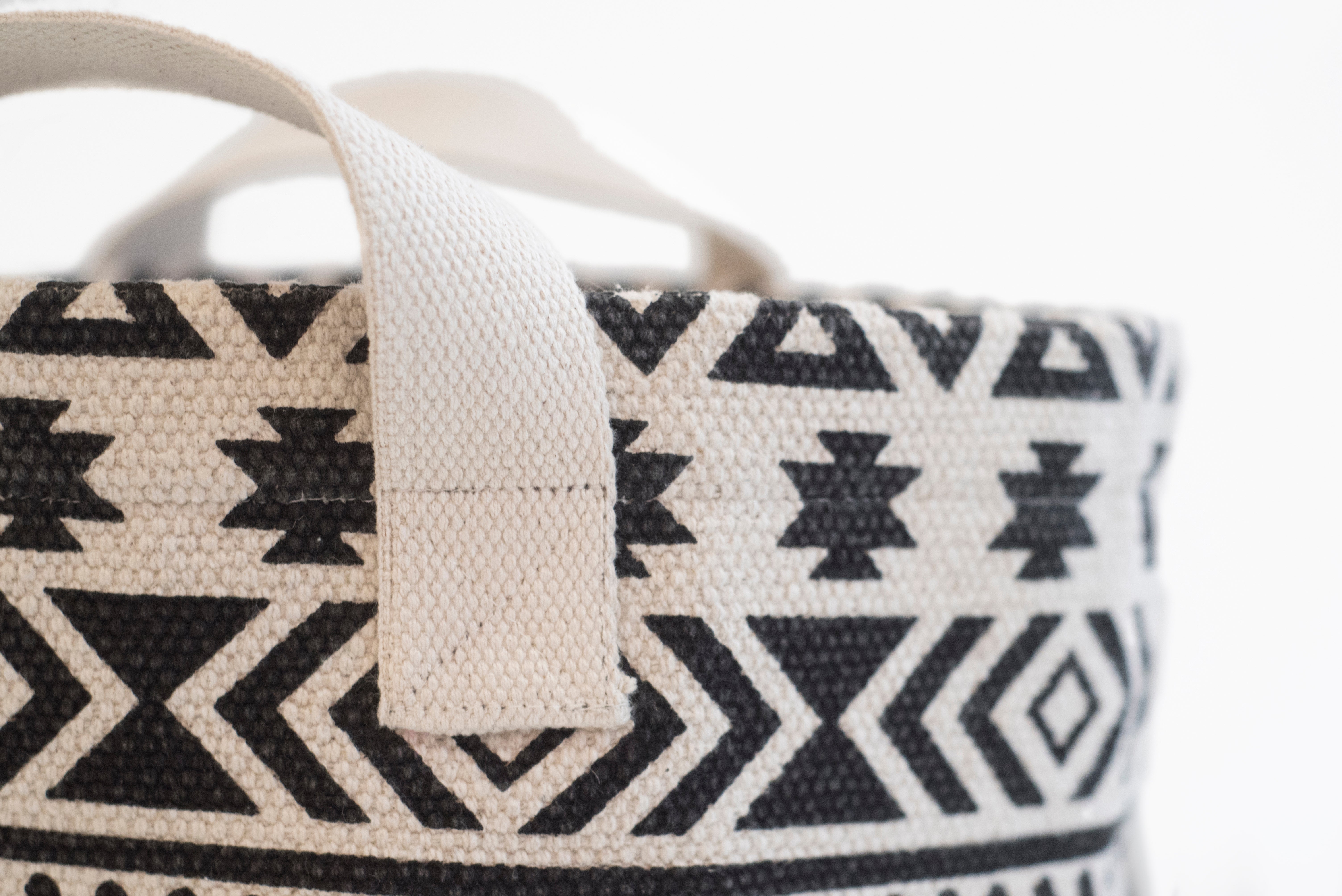 Cesta decorativa BASKET ETNICO blanco y negro 30x30x30 cm - 5