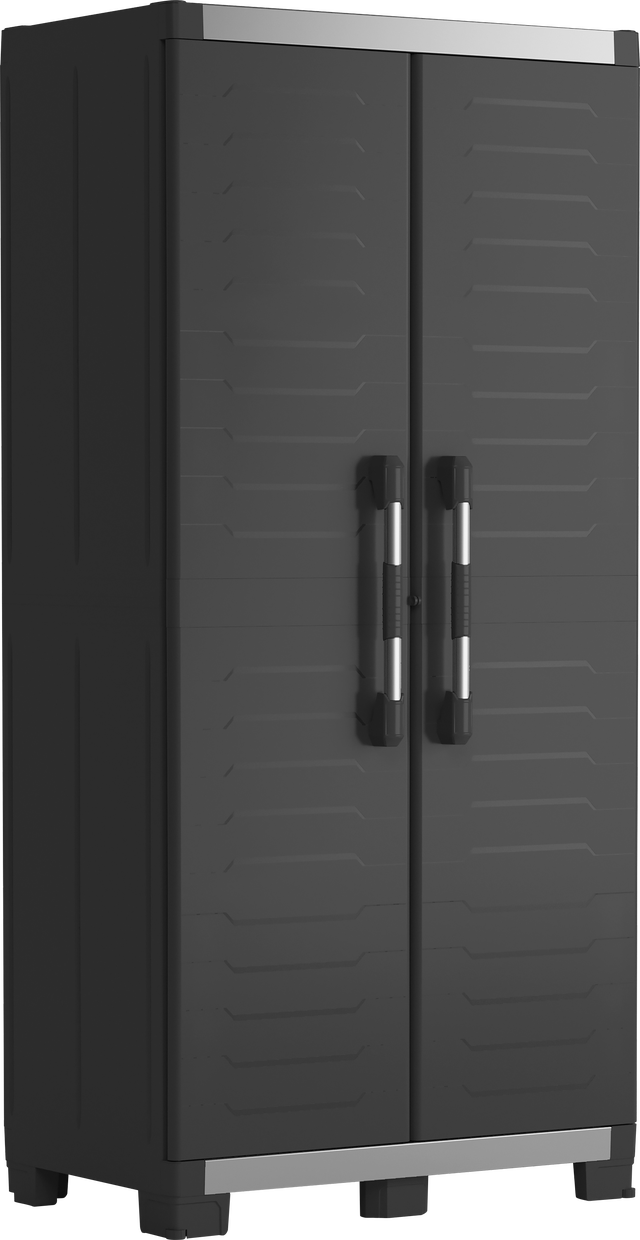 Armario alto baldas de resina Pro XL 188x89x54 cm color negro 2 puertas