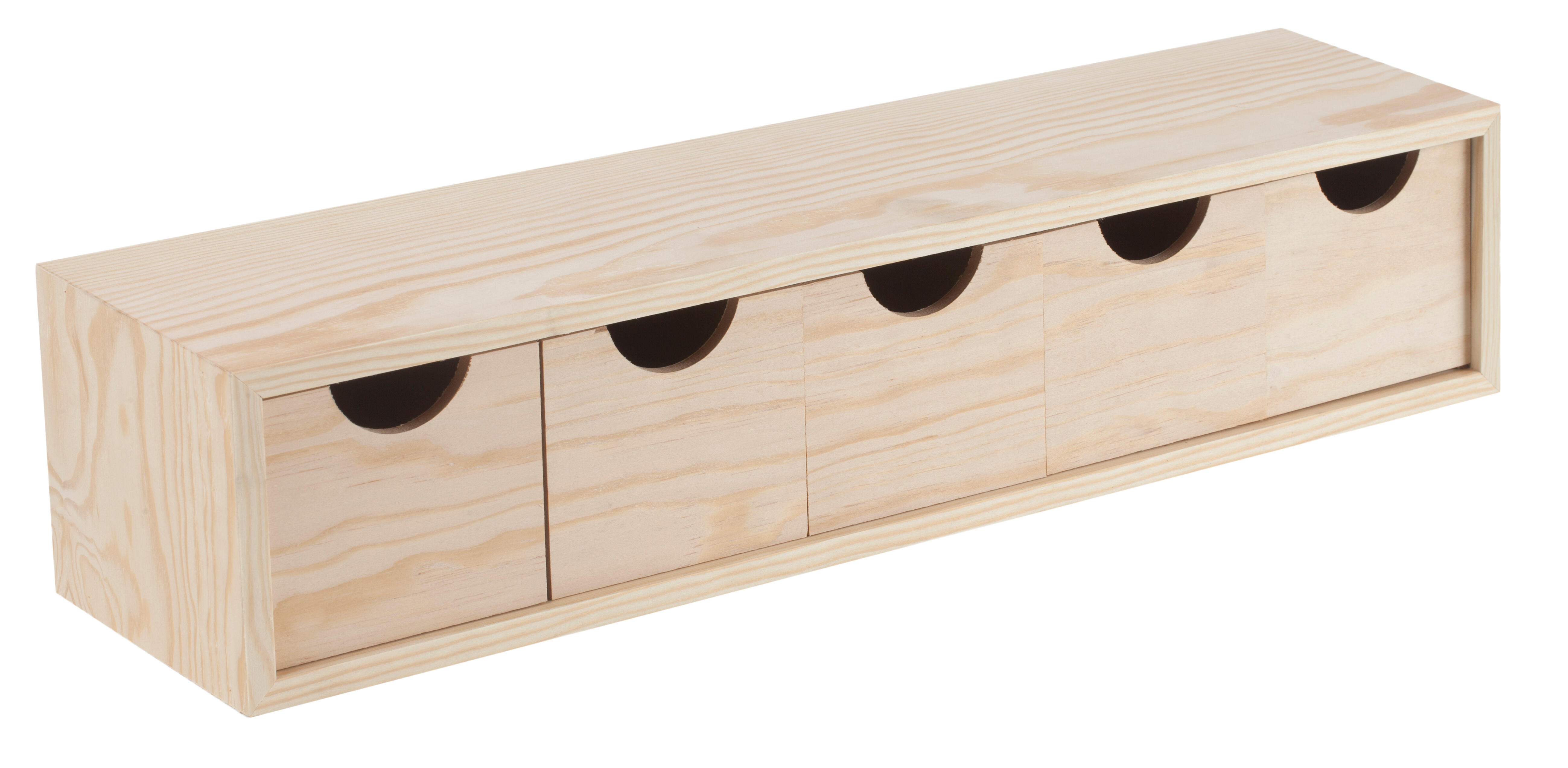 Cajonera de rechapado de pino macizo natural de 5 cajones - 4