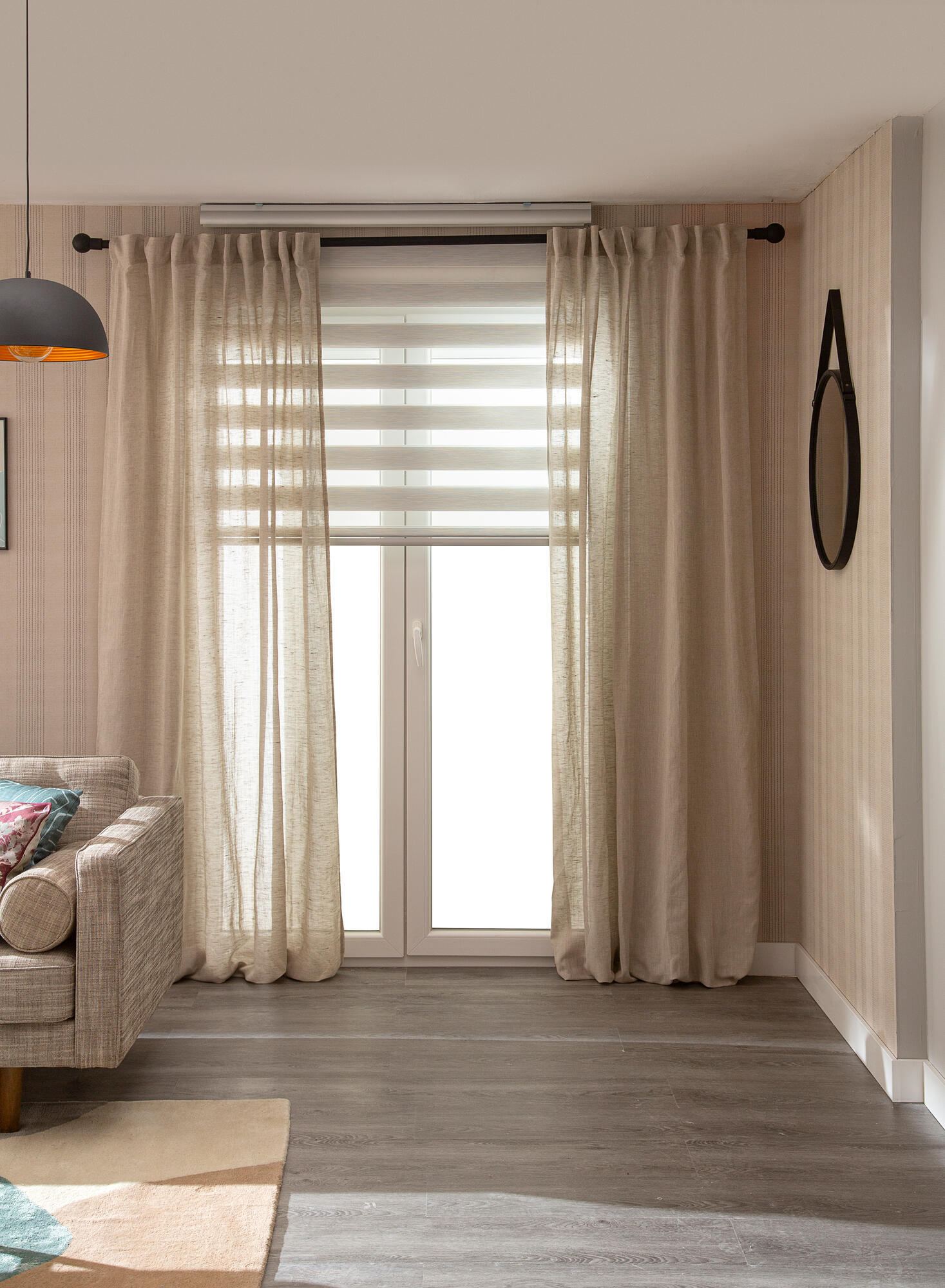 Estor enrollable noche/día  con cadena Top N&D poliéster con líneas blanco  de 90x250cm - 9