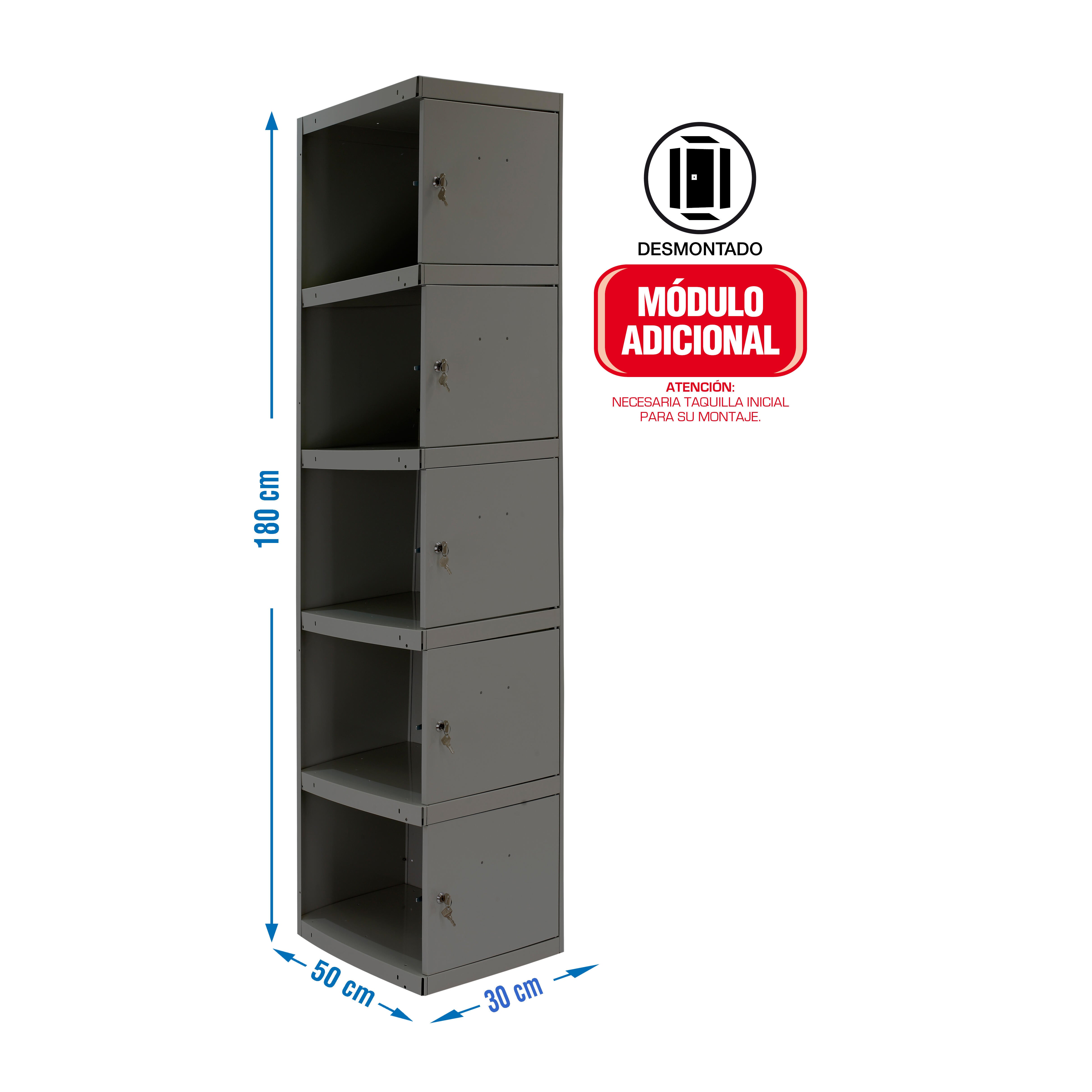 Cacifo metálico PRO DESMONTADO 5X1 PORTAS ADICIONAL 180X30X50CM - 2