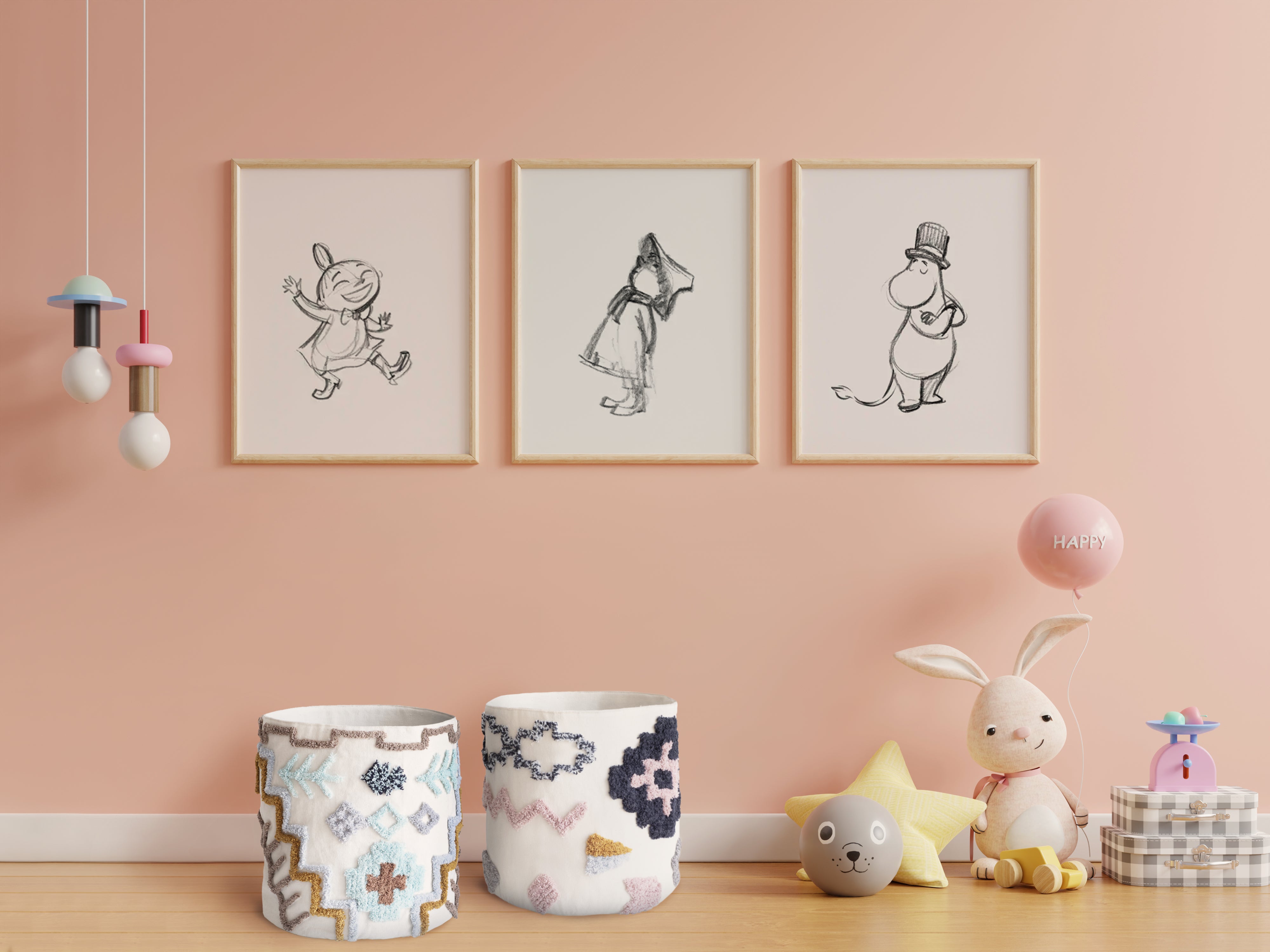 Cesta decorativa de algodón Tay blanco y multicolor 21 l de 30x30x30 cm - 3