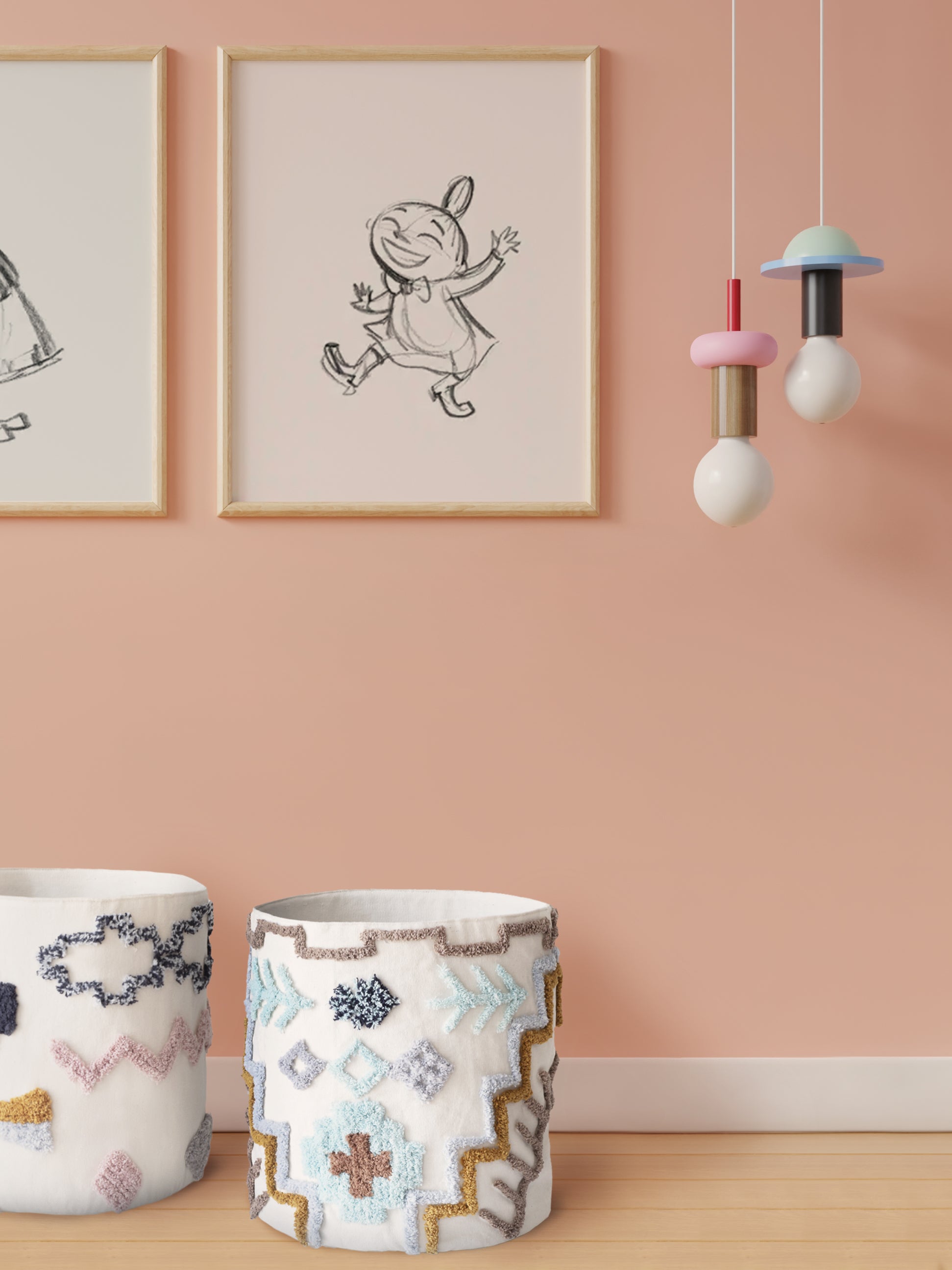 Cesta decorativa de algodón Tay blanco y multicolor 21 l de 30x30x30 cm - 2