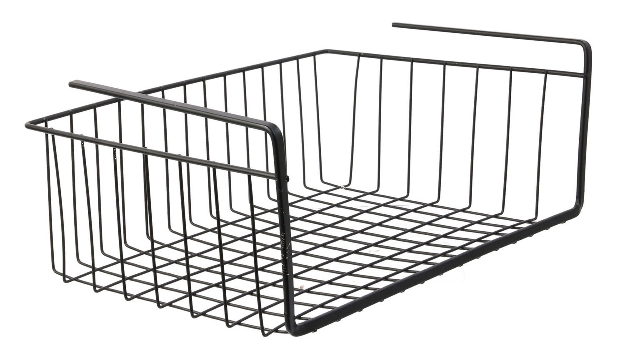 Cesta colgante de metal negro de 40x14x26 cm (anchoxaltoxfondo)