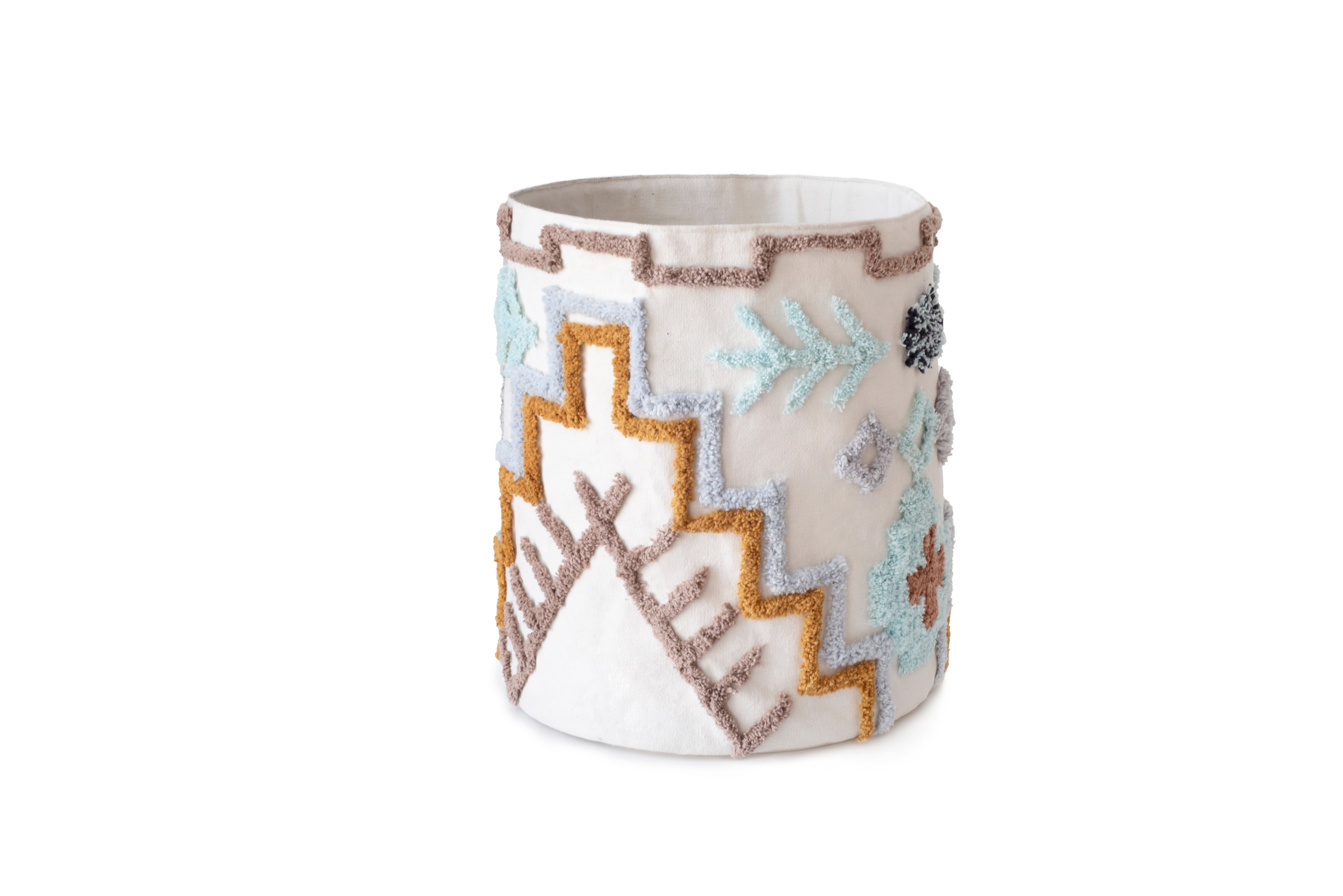 Cesta decorativa de algodón Tay blanco y multicolor 21 l de 30x30x30 cm - 5