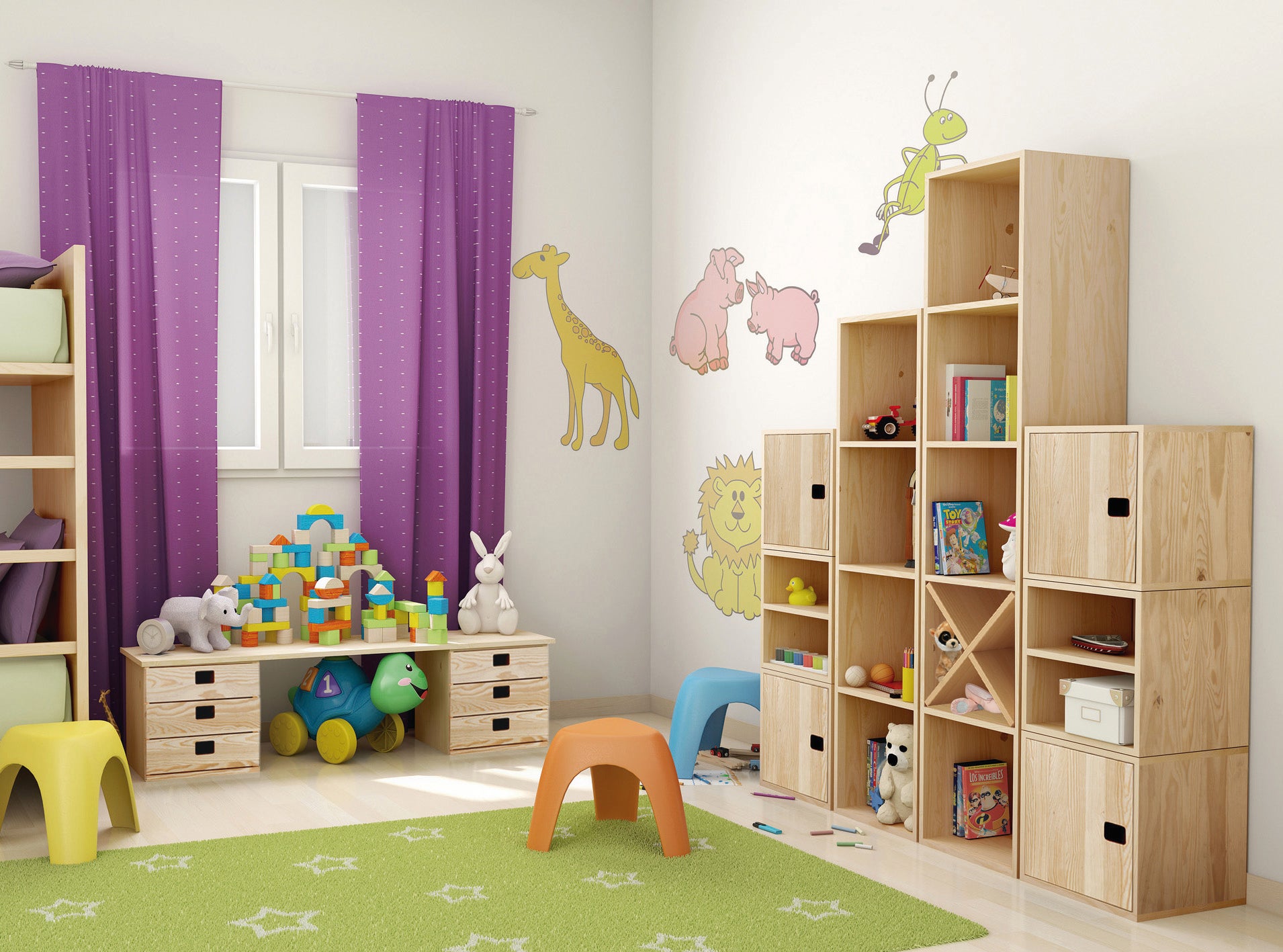 Estantería Dinamic modular con 6 cubos de madera maciza de pino 105,4x70,8x33cm - 5