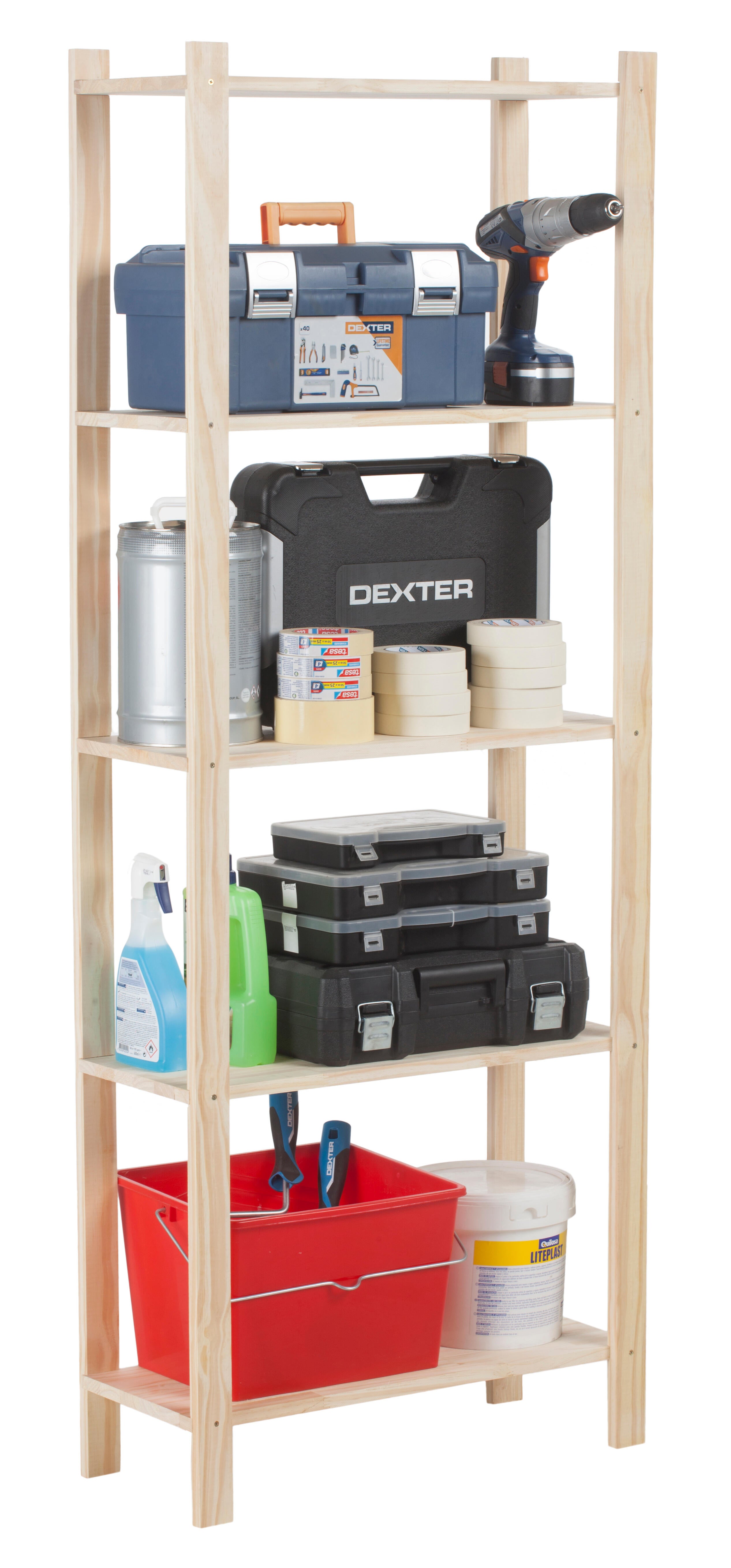 Estantería de madera de pino macizo con 5 baldas 170x65x28cm 150 Kg - 8