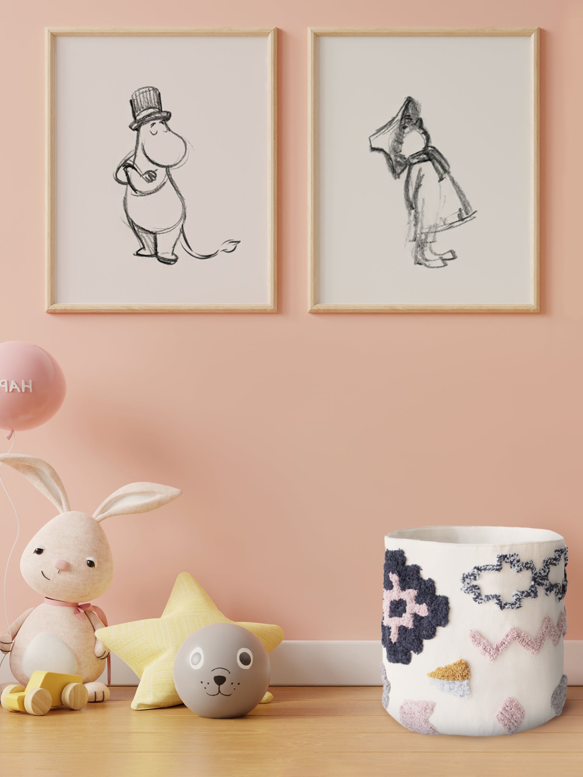 Cesta decorativa de algodón Alma blanco y multicolor 21 l de 30x30x30 cm - 3