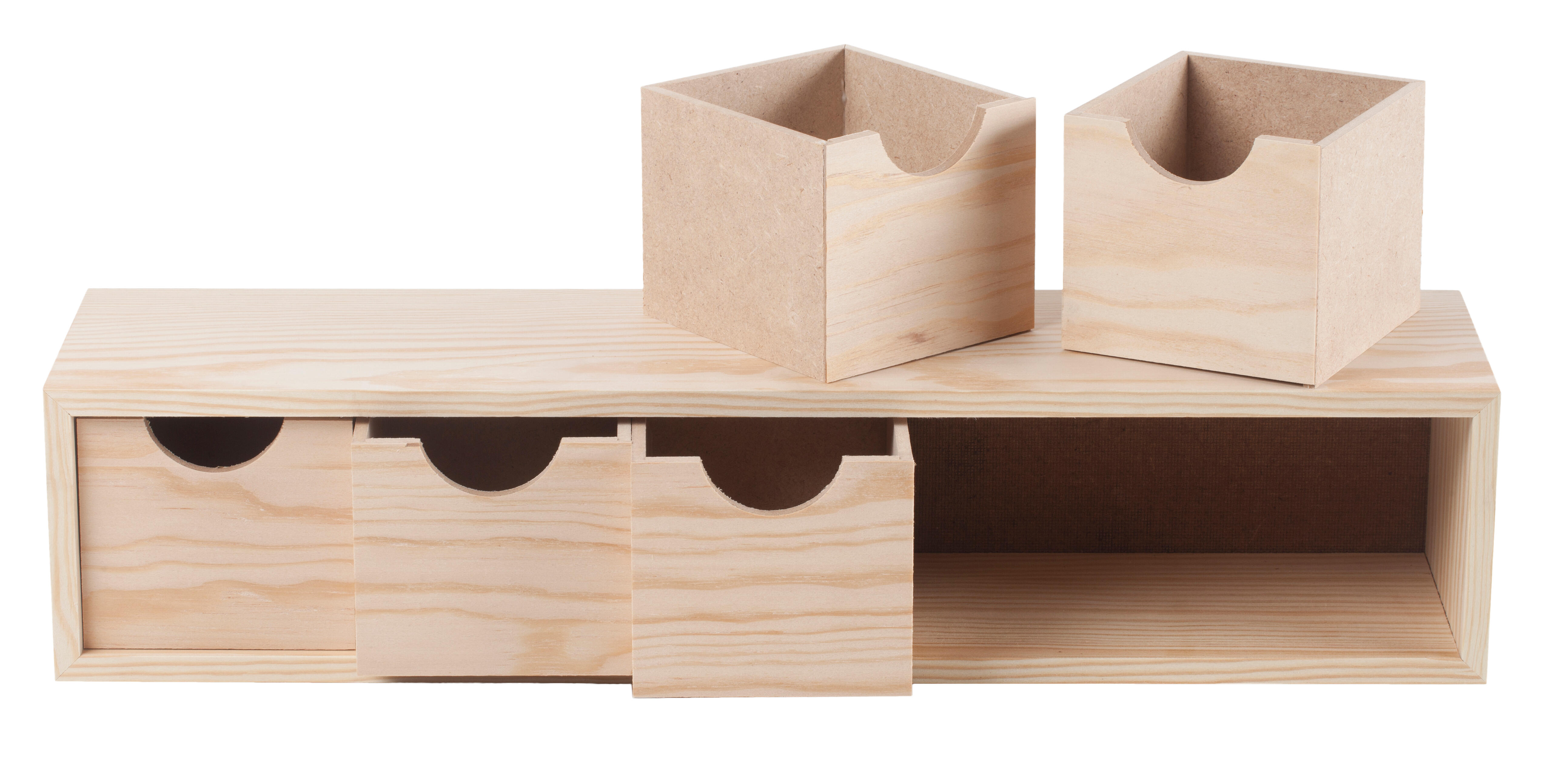 Cajonera de rechapado de pino macizo natural de 5 cajones - 15