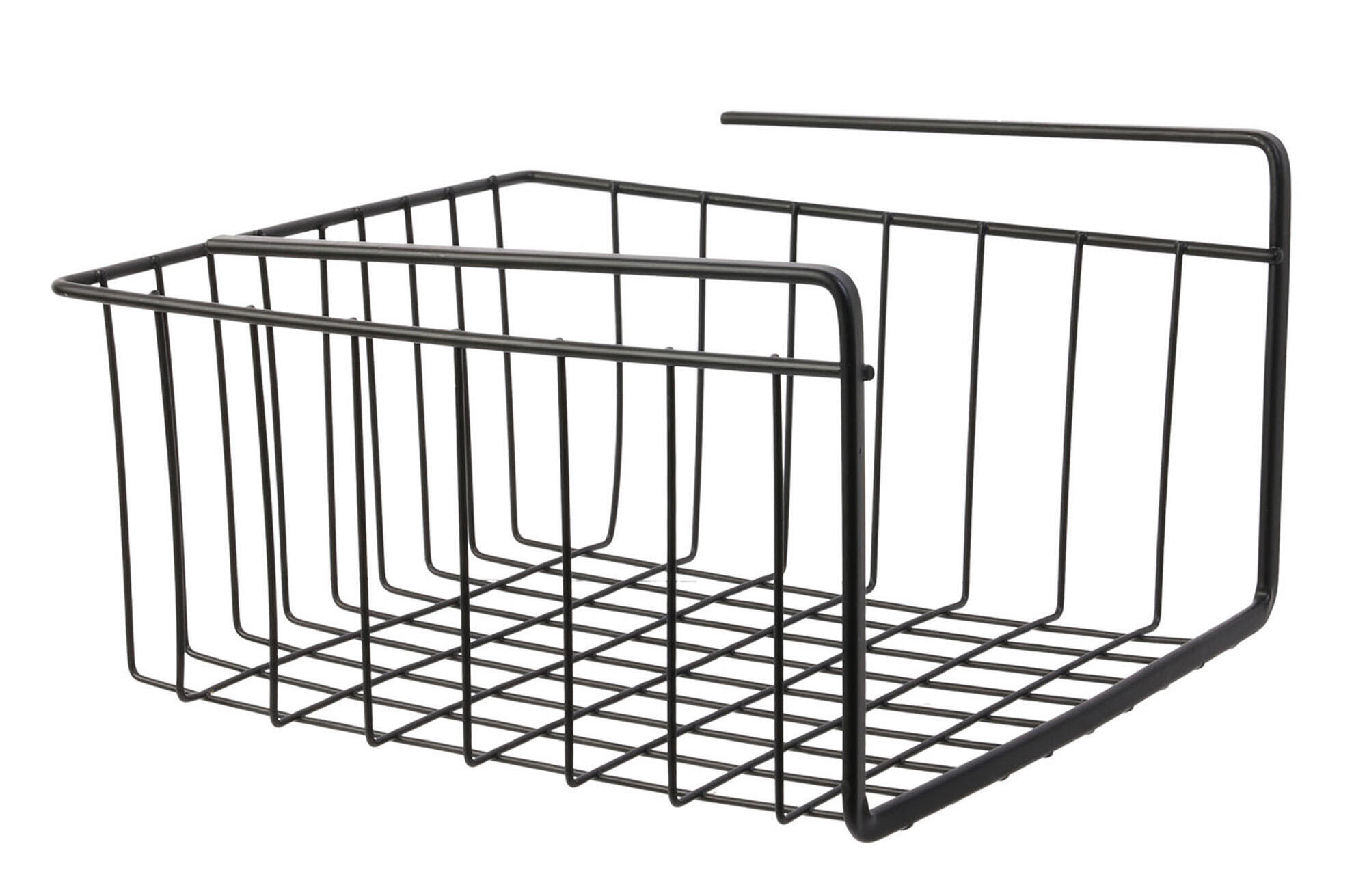 Cesta colgante de metal negro de 26x14x26 cm (anchoxaltoxfondo)