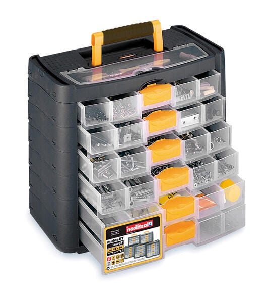 Organizador de tornillos de polipropileno con cajones de