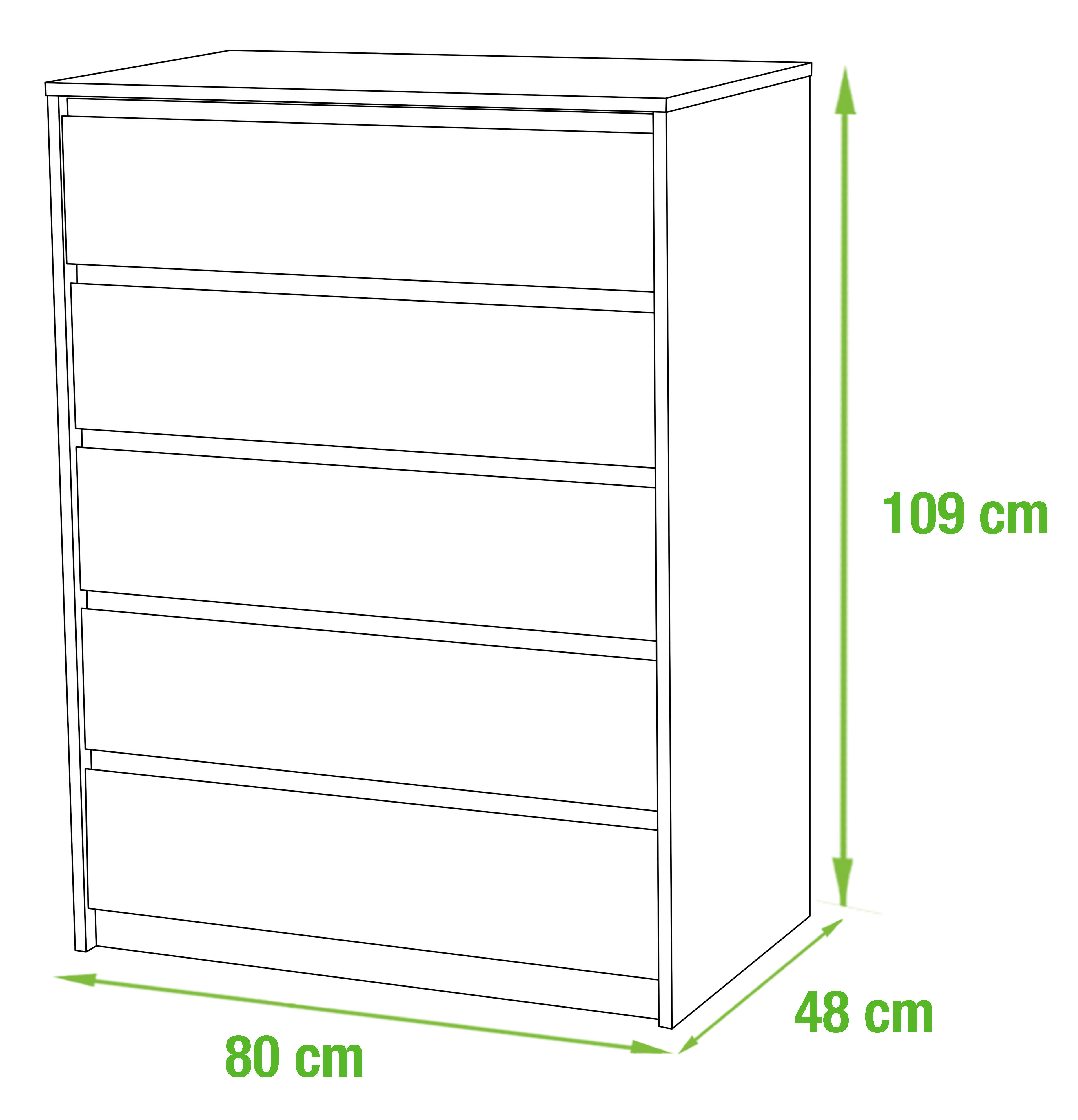 Cómoda 5 GAVETAS 109X80X48CM BRANCO - 9