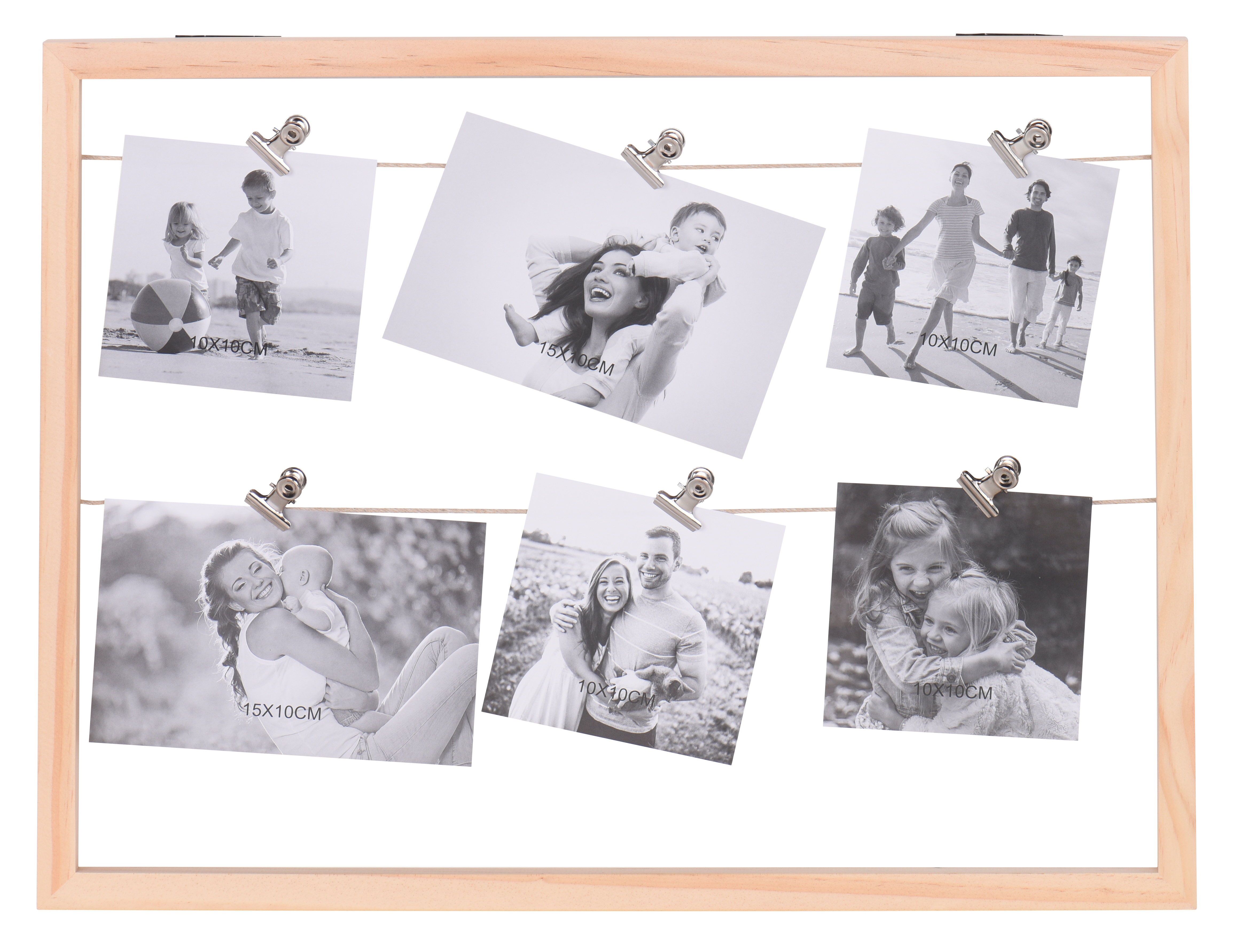 Multifotos madera clips natural 45x35cm
