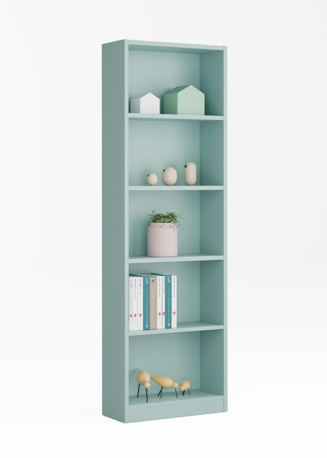 Librería estantería color verde de 52x180x25 cm y carga max, 8 kg por balda