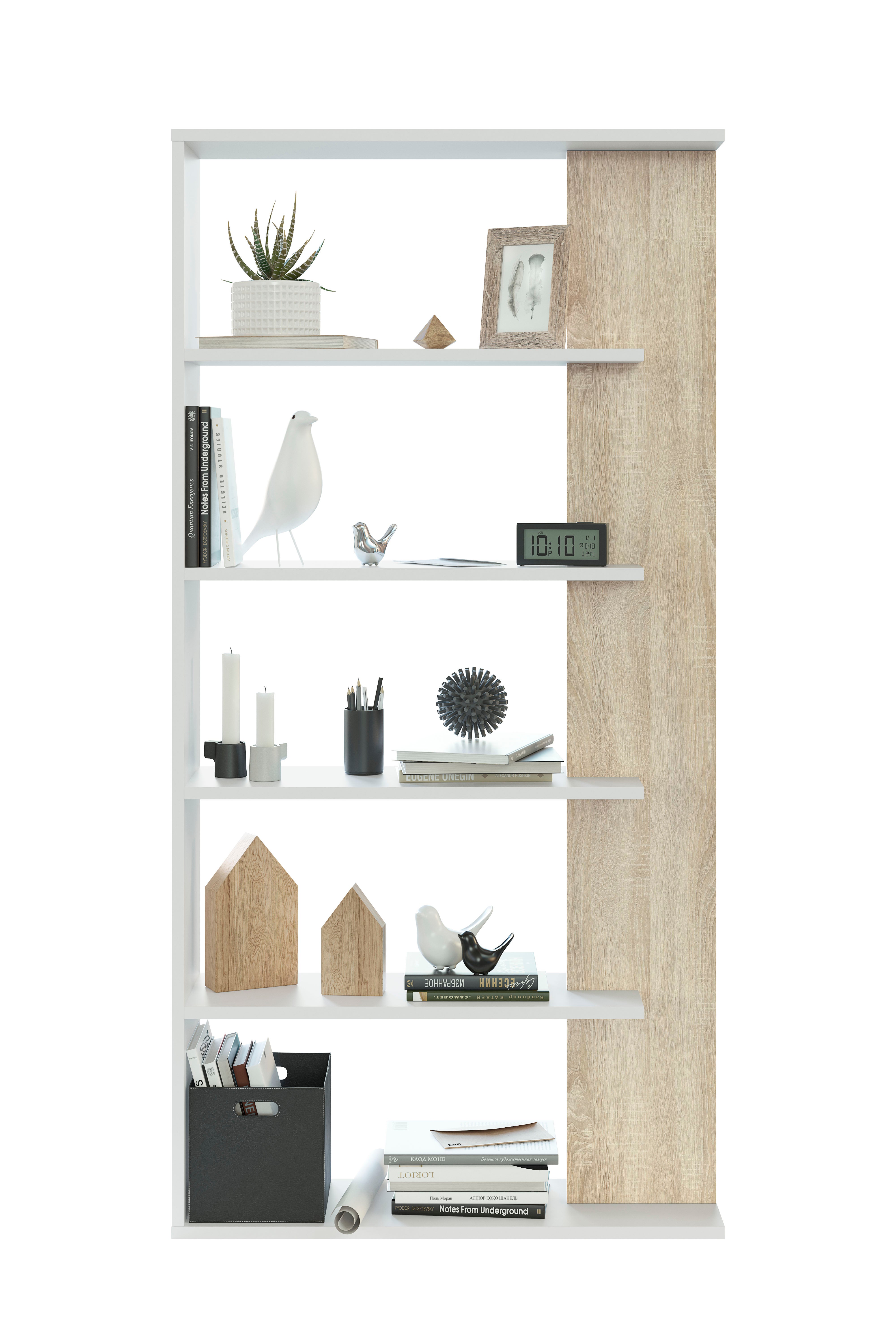 Estantería loras blanco artik y roble 90x180x25cm