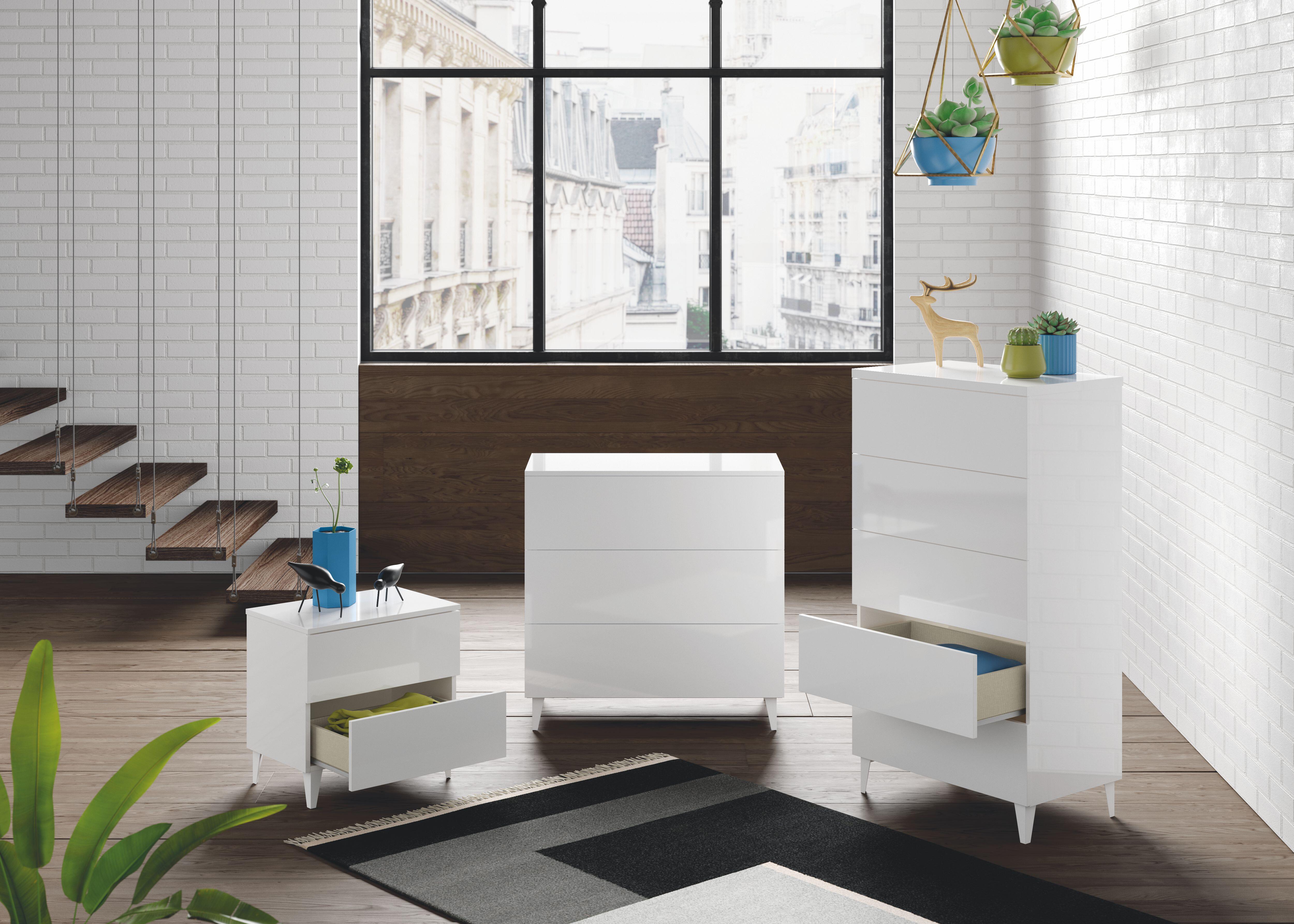 Cajonera KIT 2 cajones Serie Loft blanca brillo 49x50x34cm (altoxanchoxfondo cm) - 2