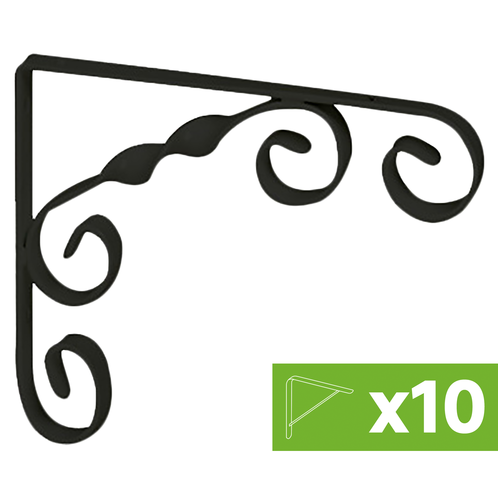 Pack 10 escuadra 13x13cm negro 20kg