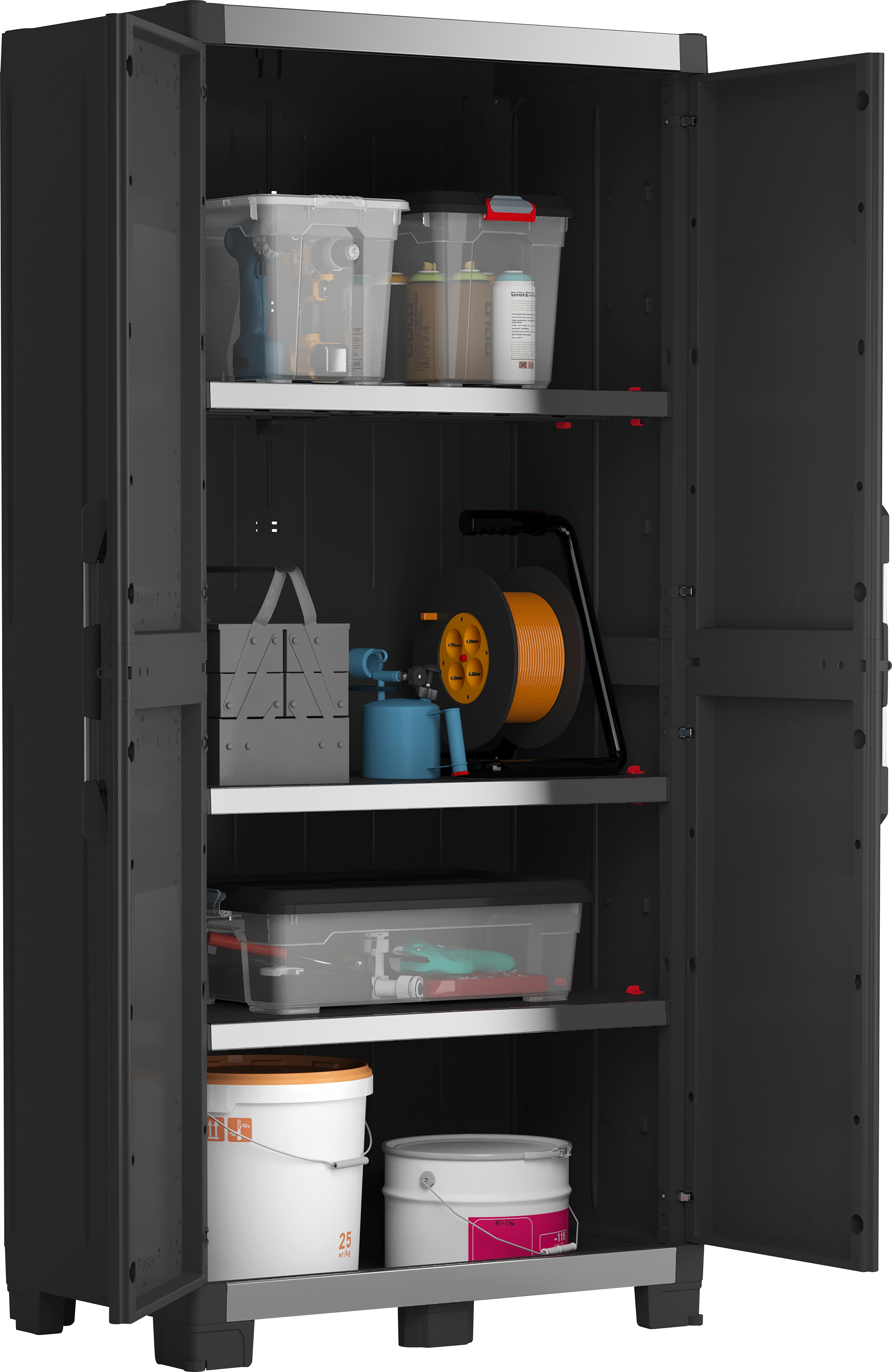 Armário em PVC alto interior preto 2 portas 188x89x54 cm Pro XL - 2