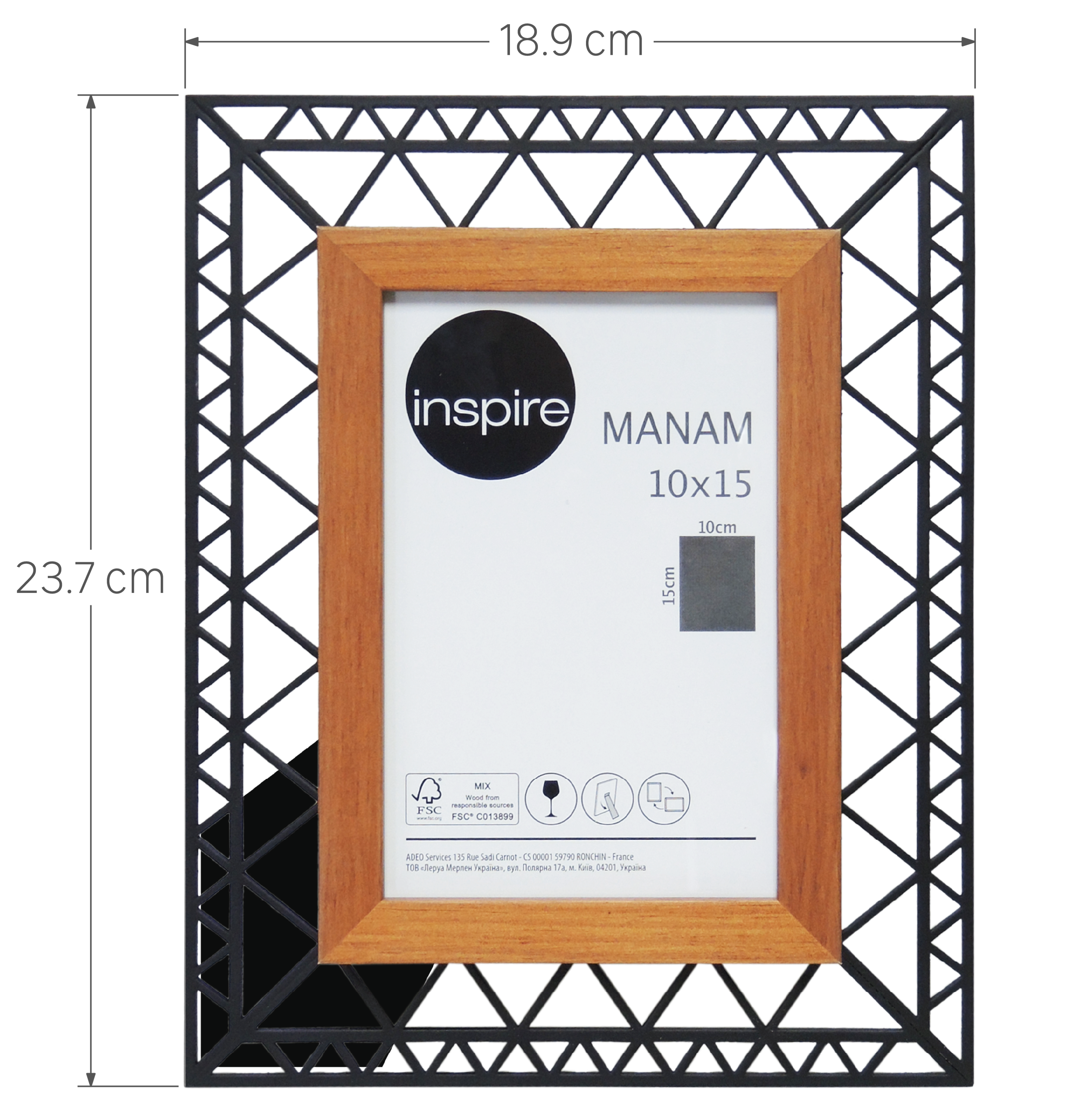 Cornice 10x15 cm in legno marrone lucido per foto INSPIRE Manam - 15