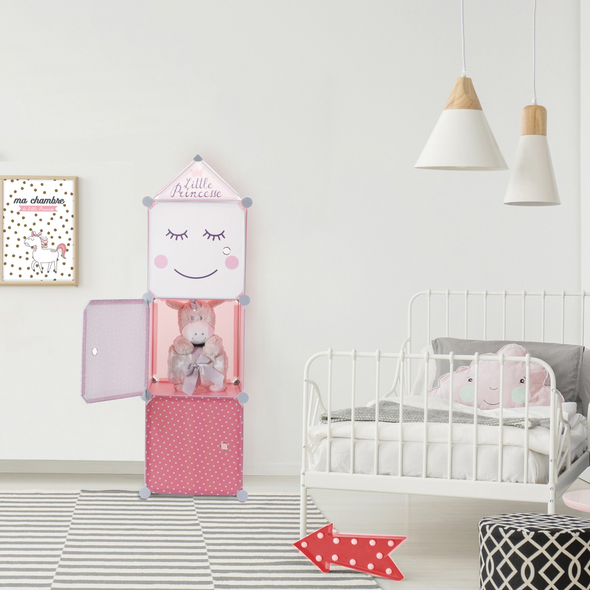 Estante 3 cubos rosa 110x34x32 cm Smile - 3