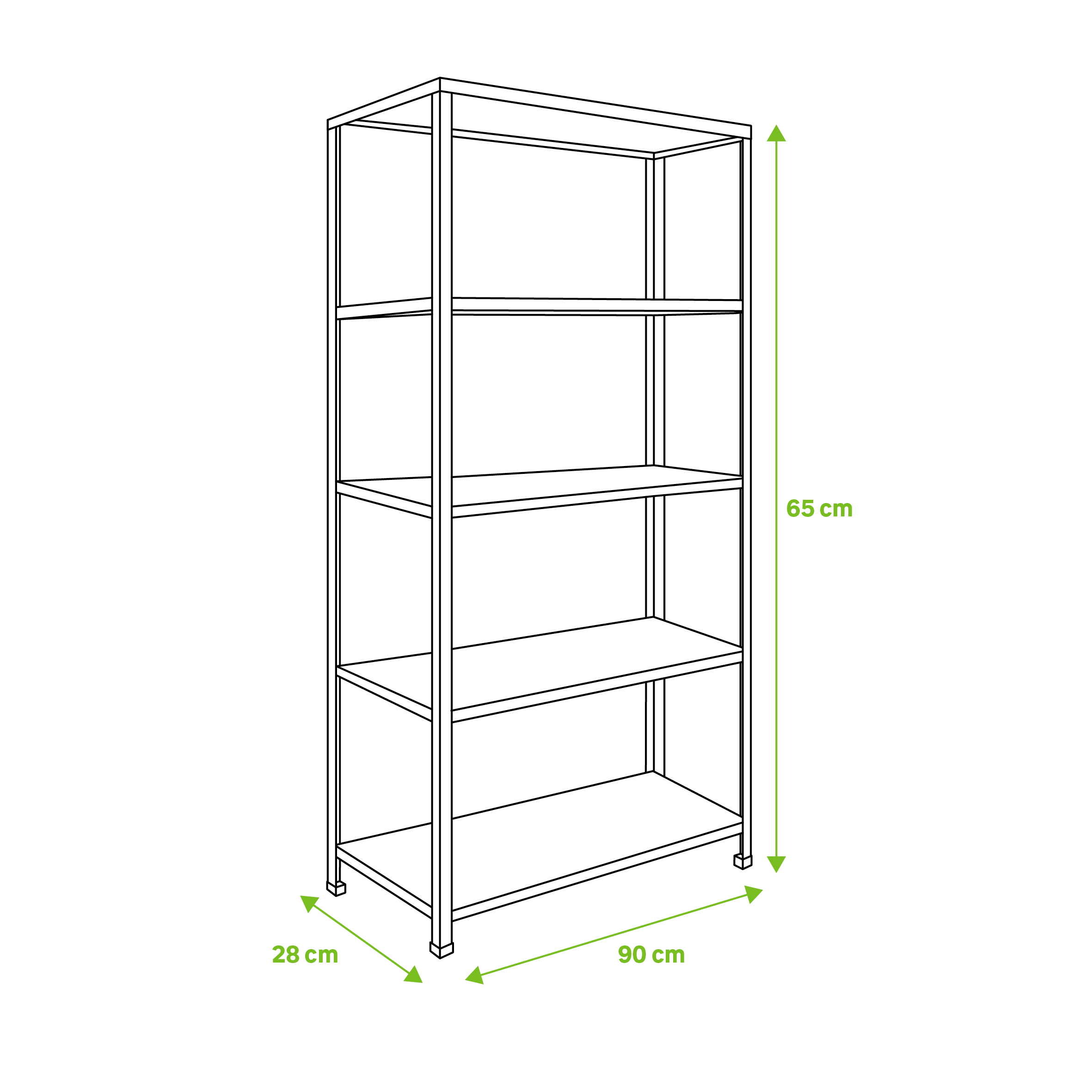 Estantería de madera de pino macizo con 3 baldas 93x65x28cm 90Kg - 2