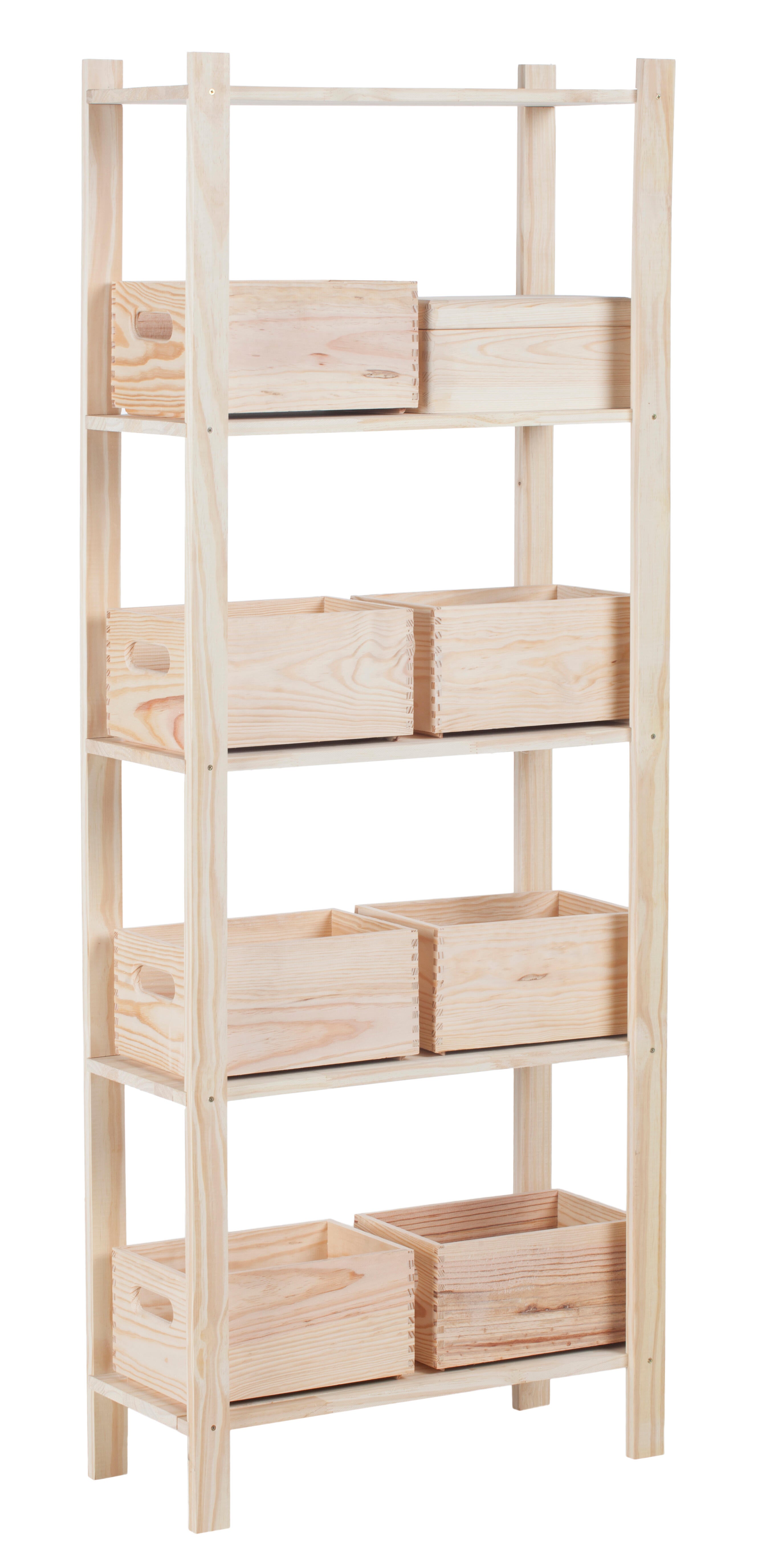 Estantería de madera de pino macizo con 5 baldas 170x65x28cm 150 Kg - 5