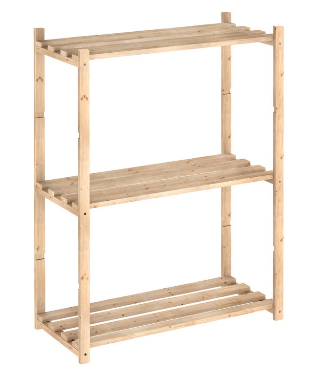 Estante de madeira 3 prateleiras 92,2x65x30 cm Natura