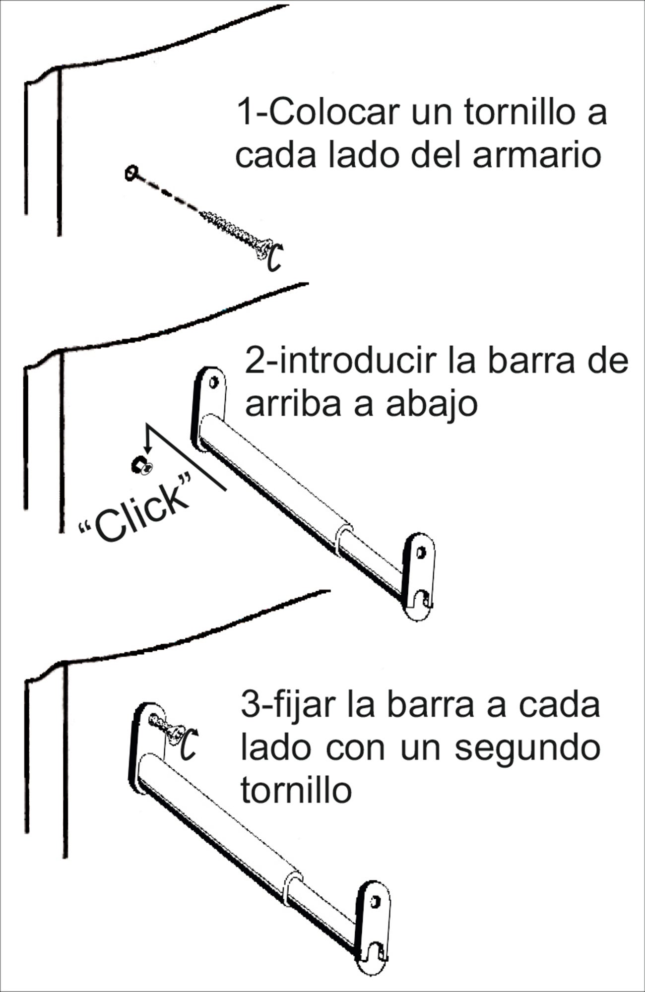 Kit barra de ropero y soportes 78 cm - 10