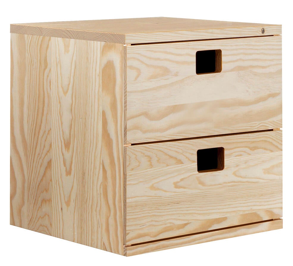 Cajonera madera 2 cajones para estantería serie dinamic de 36,2x36,2x33 cm