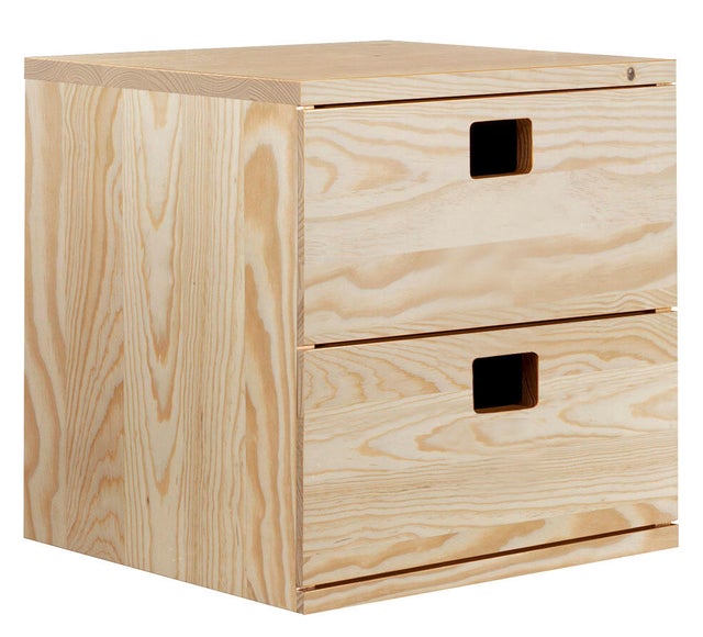 Cajonera madera 2 cajones  para estantería Serie Dinamic de 36,2x36,2x33 cm