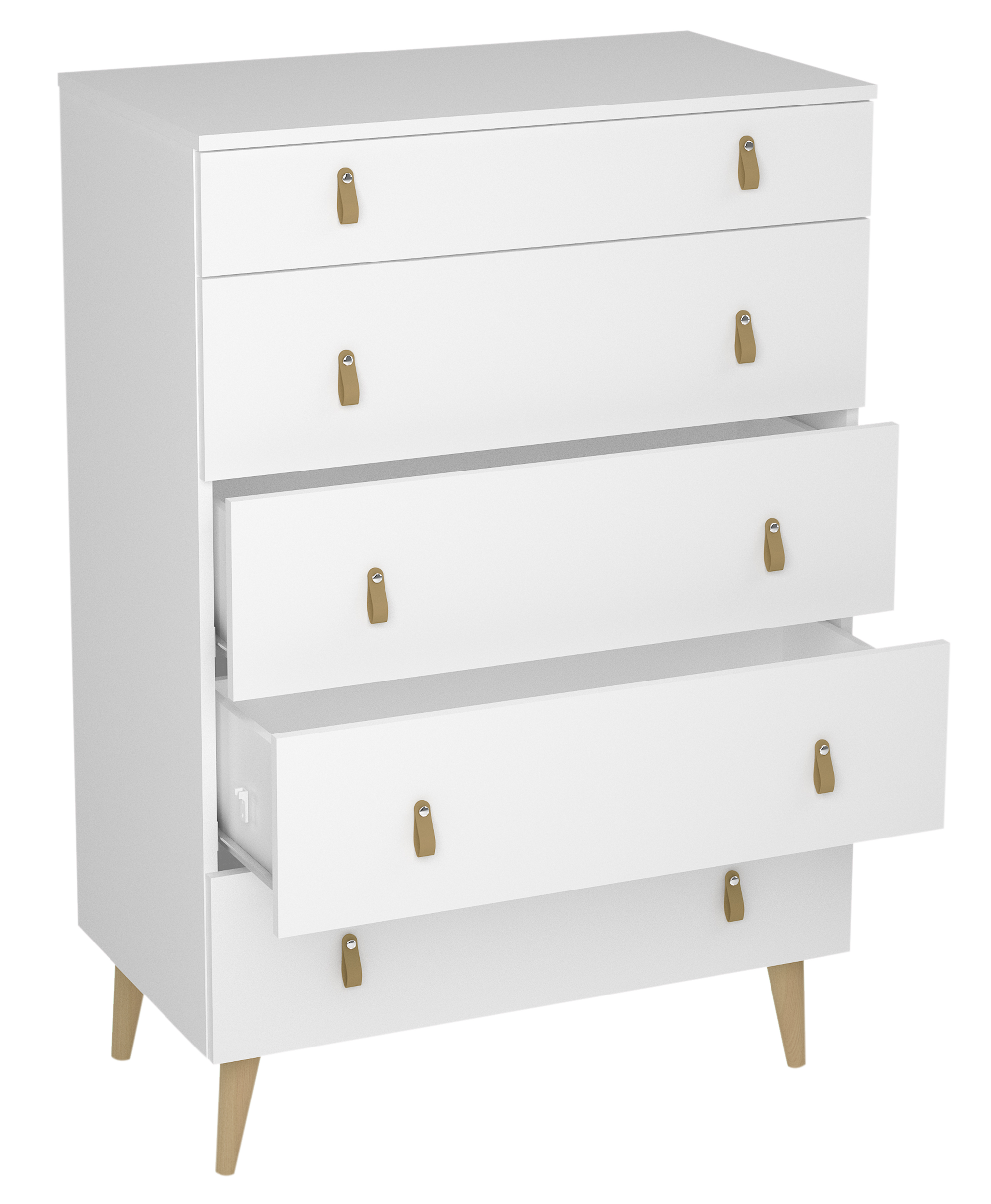 Cajonera KIT 5 cajones Serie Retro blanca 124x80x48cm (altoxanchoxfondo cm) - 3