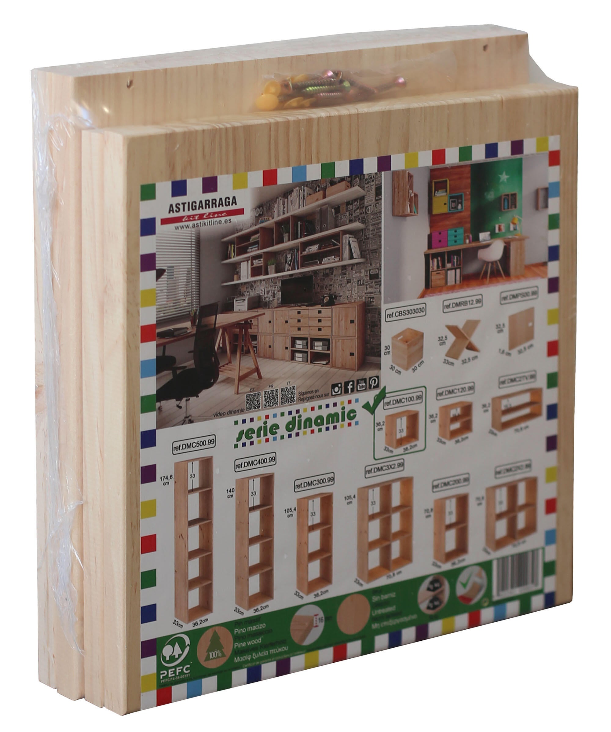 Estantería de madera en kit Dinamic de 36,2x36,2x33 cm y 50 kg max, por balda - 13