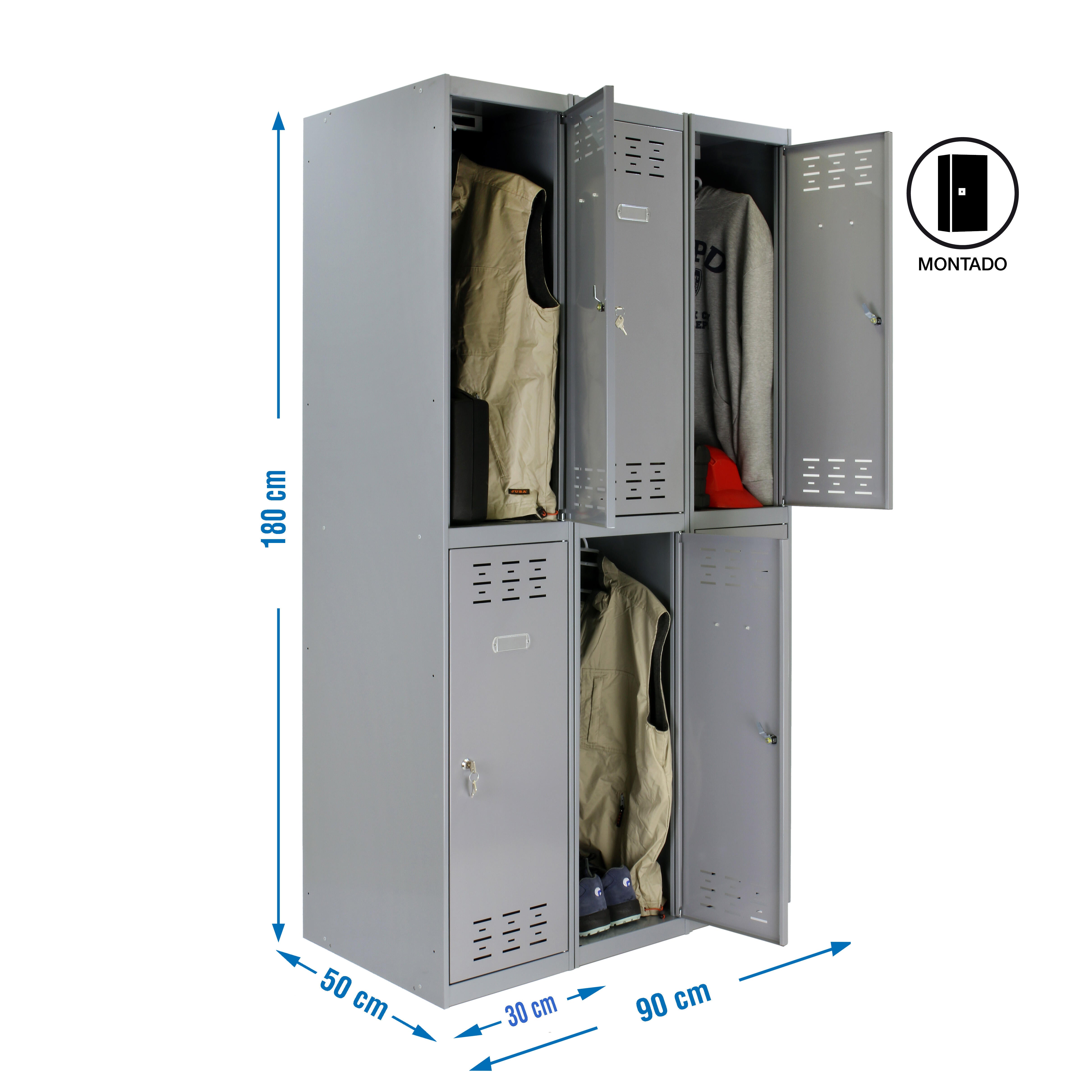 Cacífo aço com 6 portas 90 x 50 x 180 cm cinza Simonrack - 9