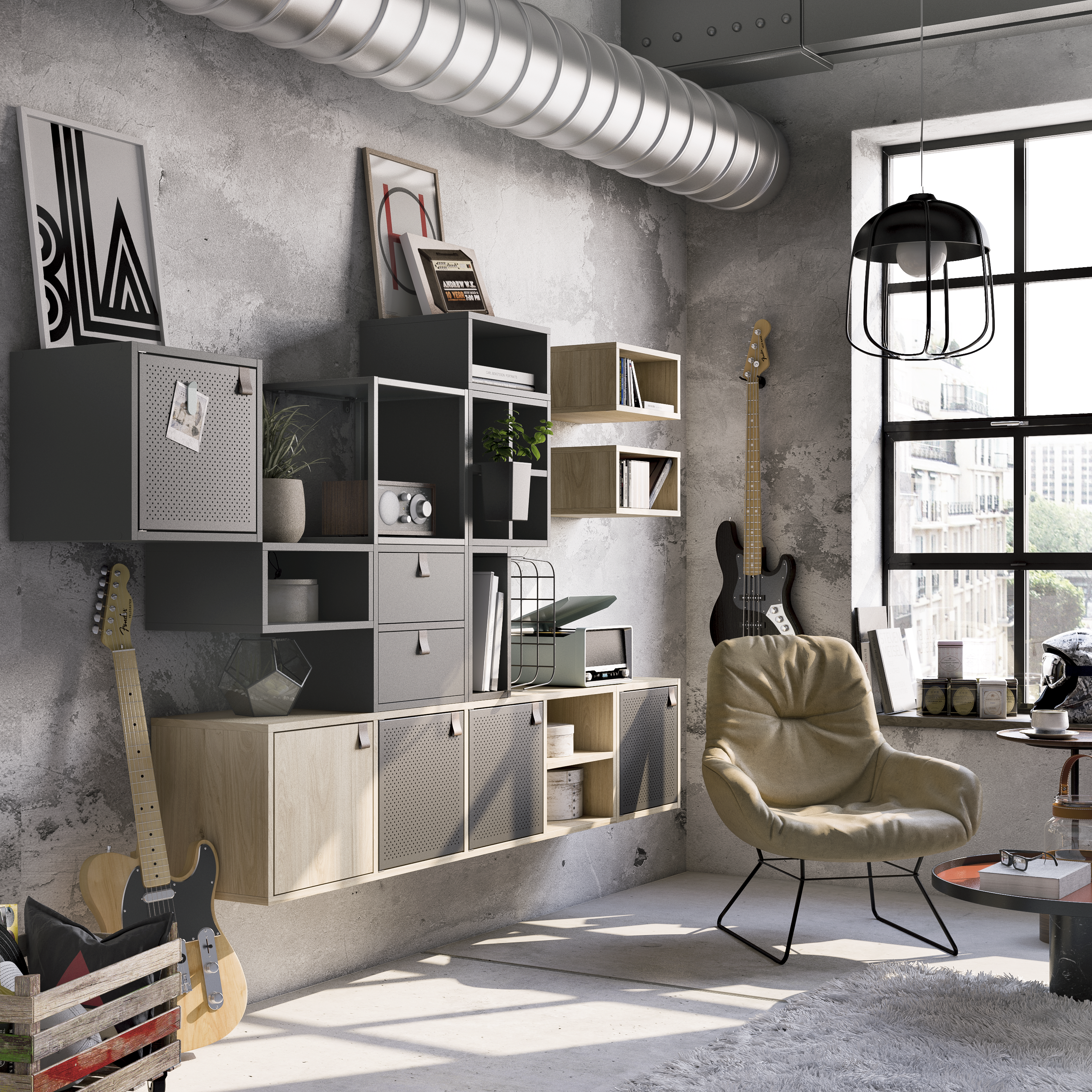 Estante cubo 4x1 carvalho 139,3x36x31,7 cm Spaceo Kub - 21