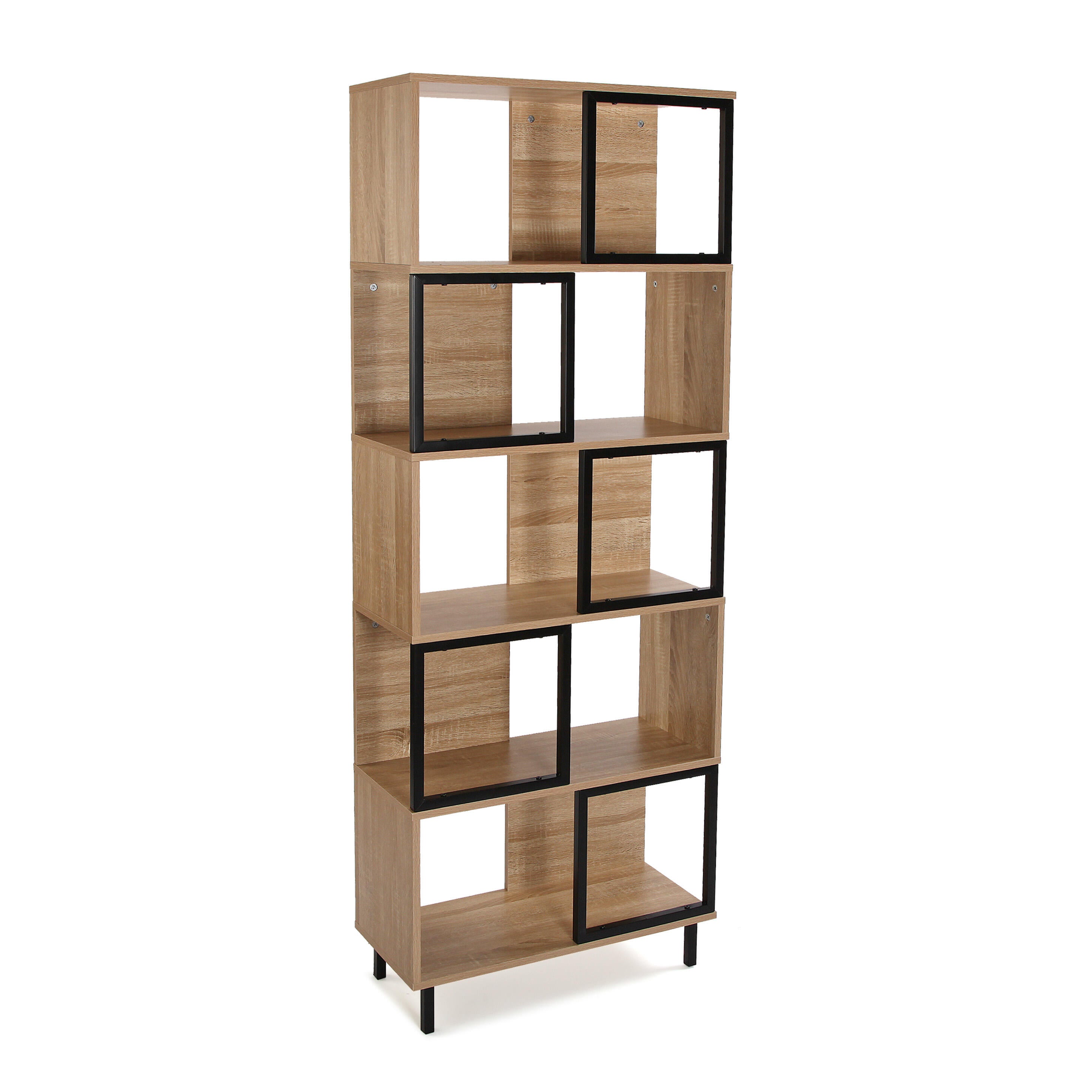 Estantería Broni Roble Y Negro 181x68x30cm (ancho X Alto X Fondo