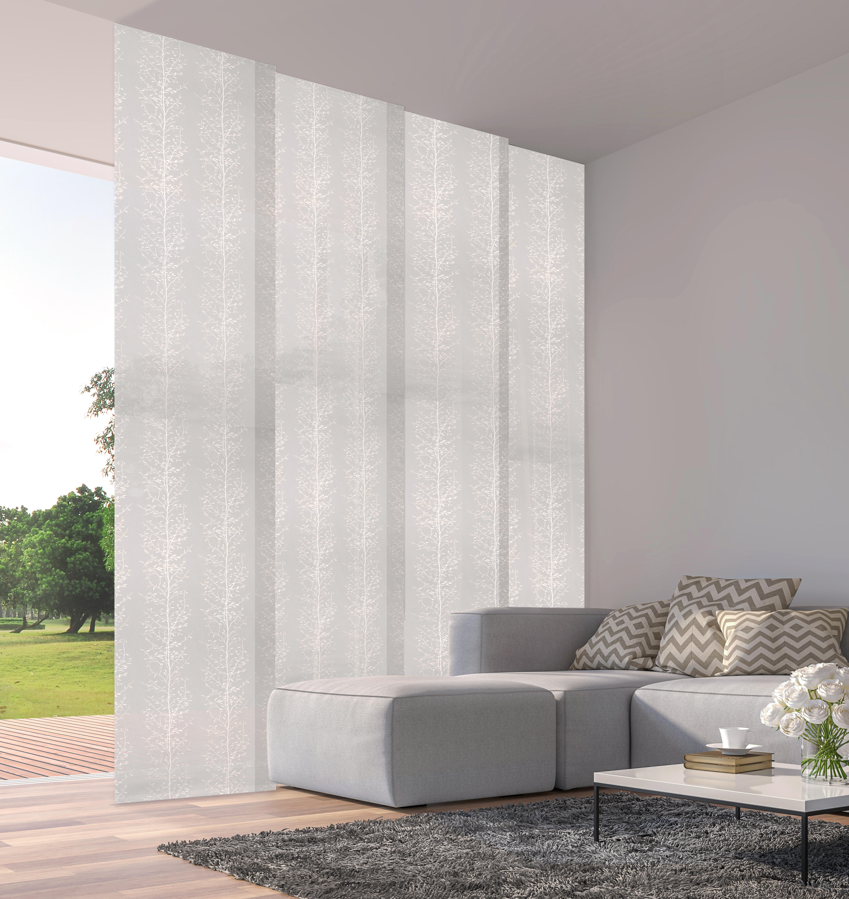 Panel japonés screen ramas gris 50 x 270 cm