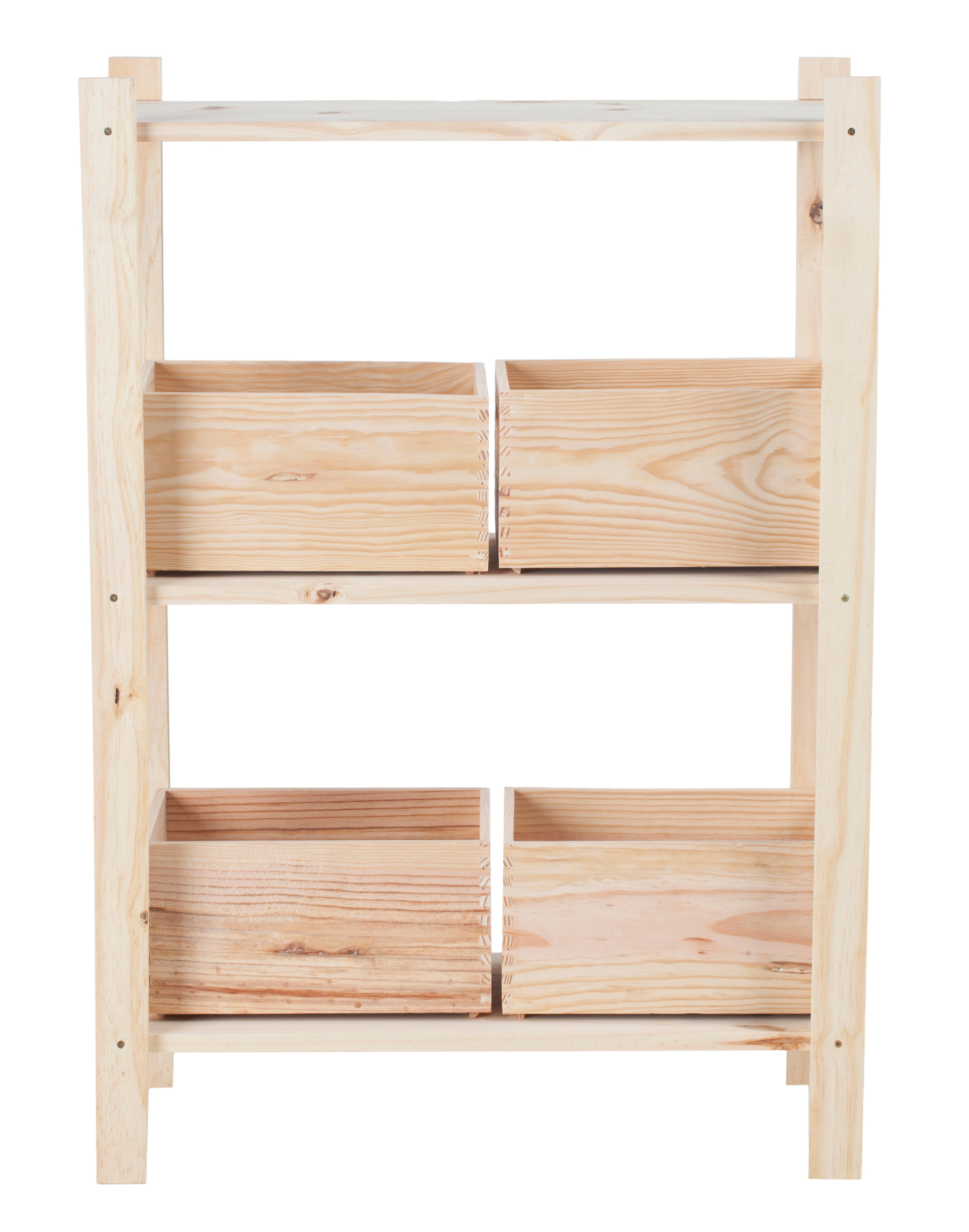Estantería de madera de pino macizo con 3 baldas 93x65x28cm 90Kg - 4