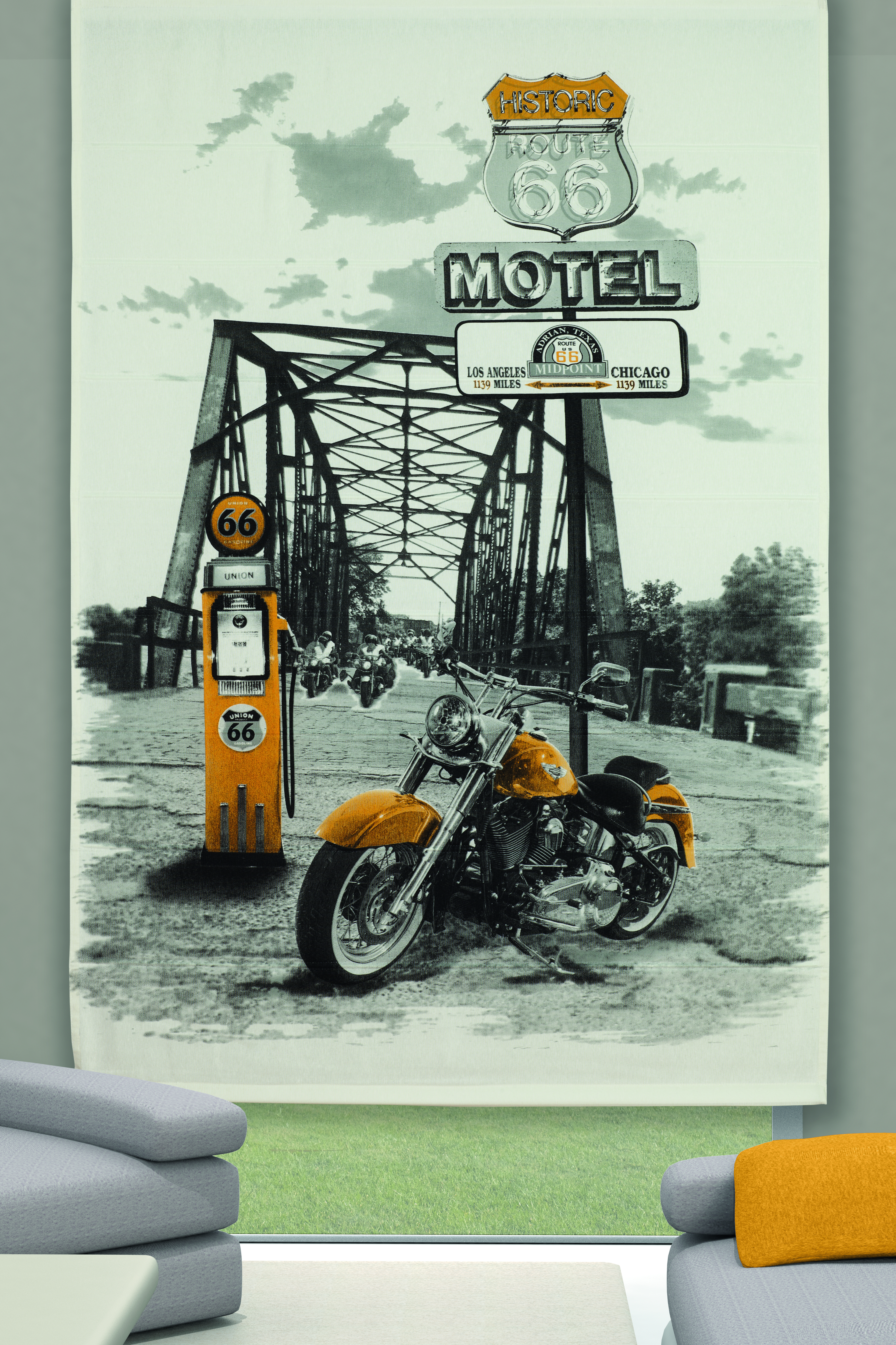 Estor plegable con varillas harley amarillo de 120x250 cm