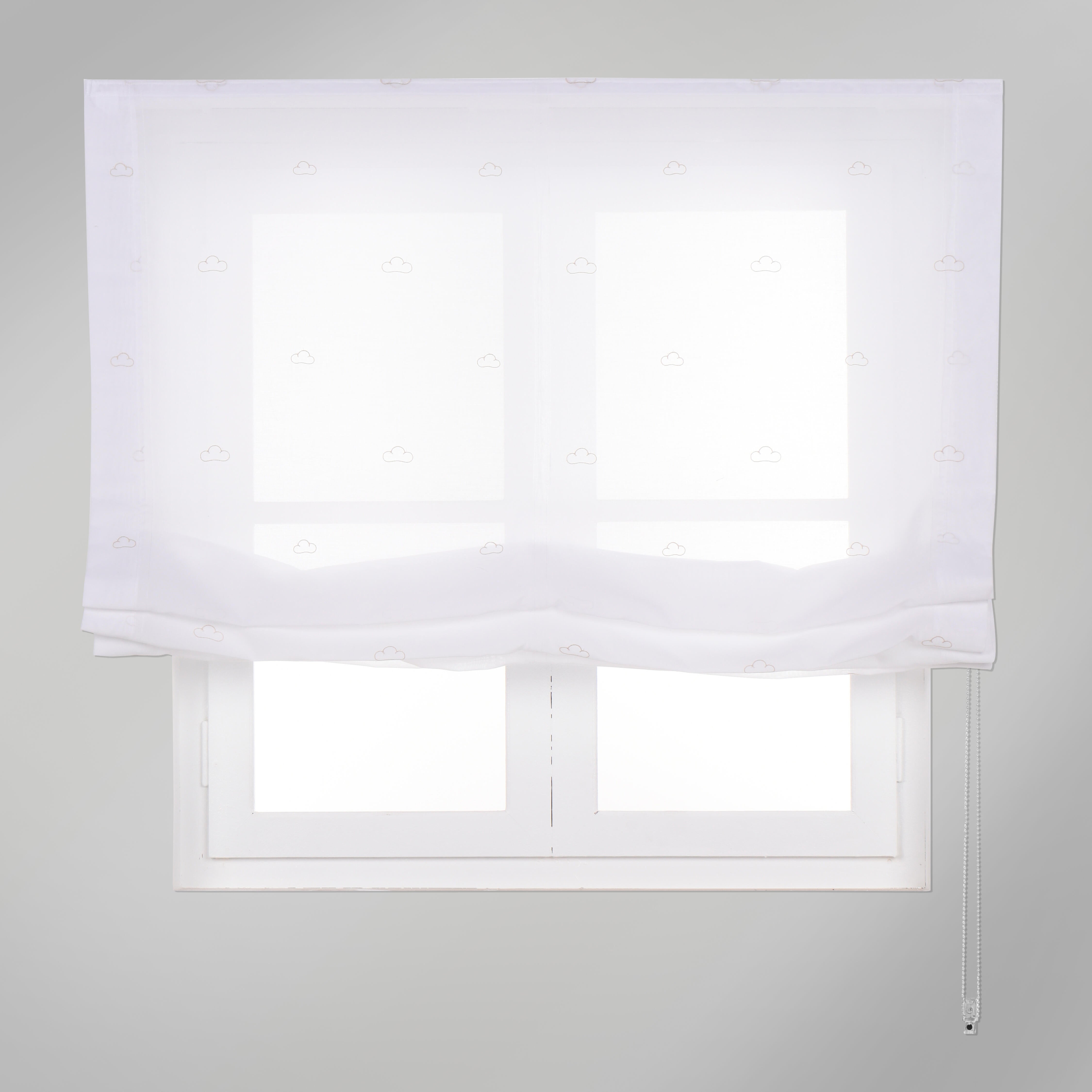 Estor plegable paqueto semi-trasparente con cadena nubes poliéster nube beige de 105x250 cm