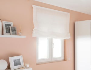 Estor Plegable Traslúcido Crudo 120x175 Cm - Tejido Poliéster-lino - Varillas Internas, Cordón Con Seguridad - Para Salón O Dormitorio