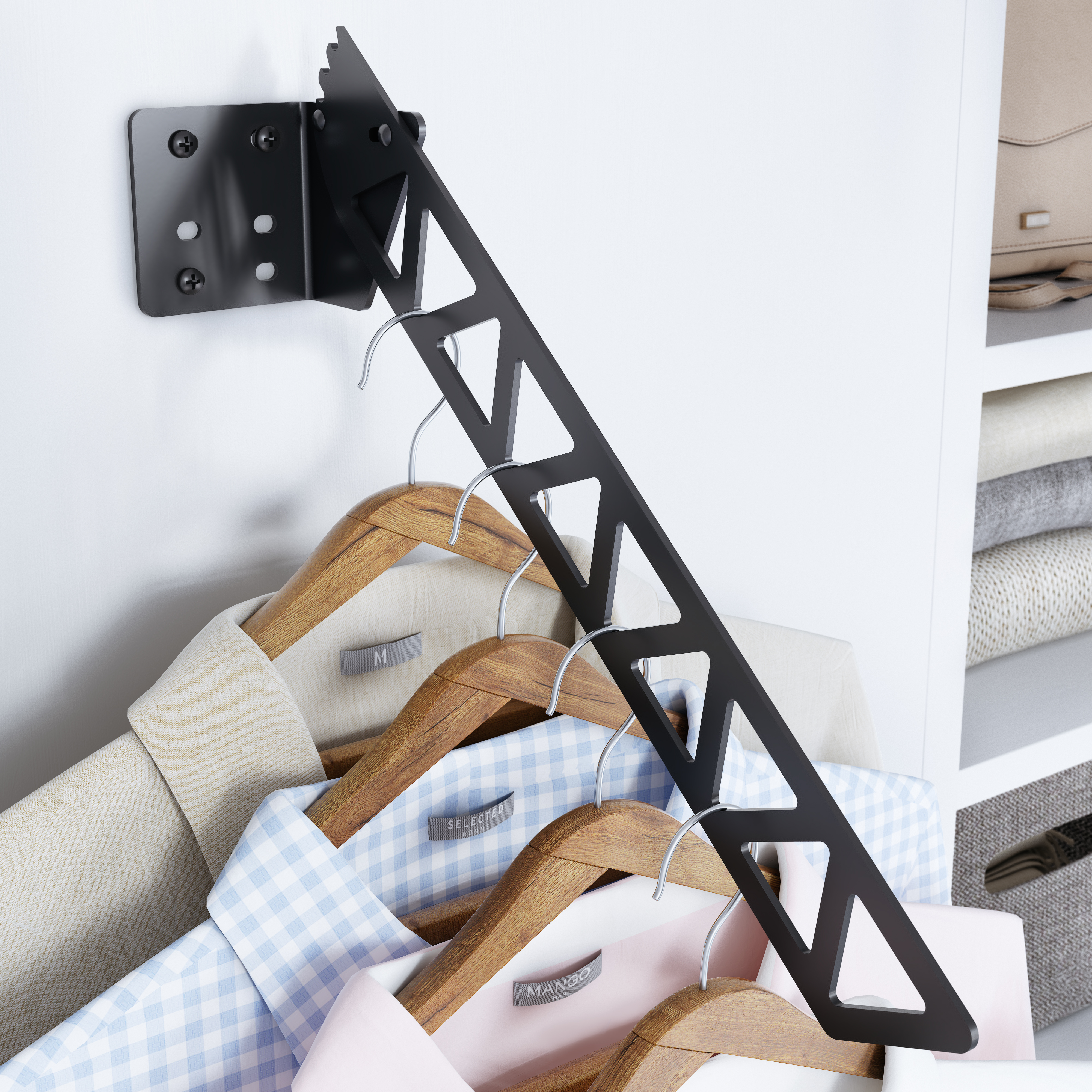 Portaperchas SPACEO Home 7.2cm Negro - 2