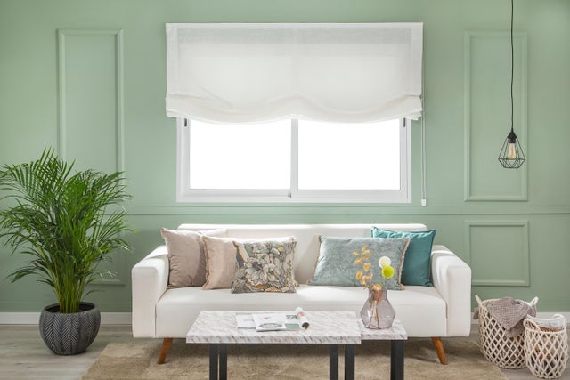 Estor plegable paquetto semi-transparente Forum 180x175 cm poliéster liso blanco con cadena