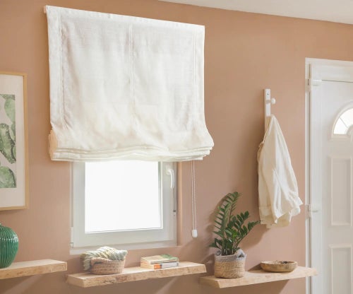 Estor de madera maciza de 2.0 in de color blanco – cortina enrollable opaca  impermeable anti-UV, 19.7 in a 39.4 in de ancho (tamaño: 19.7 x 39.4 in)