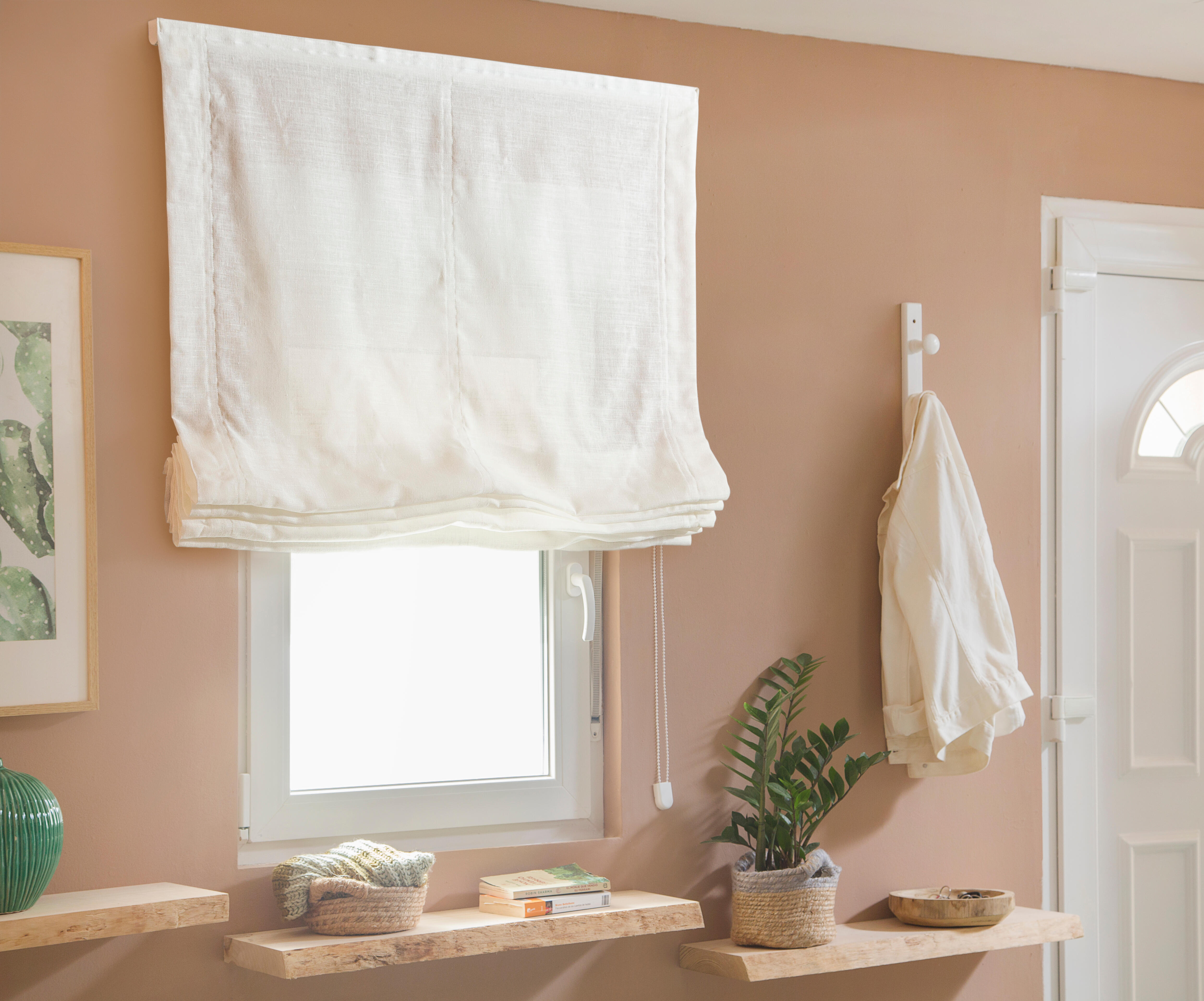 Estor plegable paquetto semi-transparente Fórum 105x250 cm poliéster liso blanco con cadena - 5