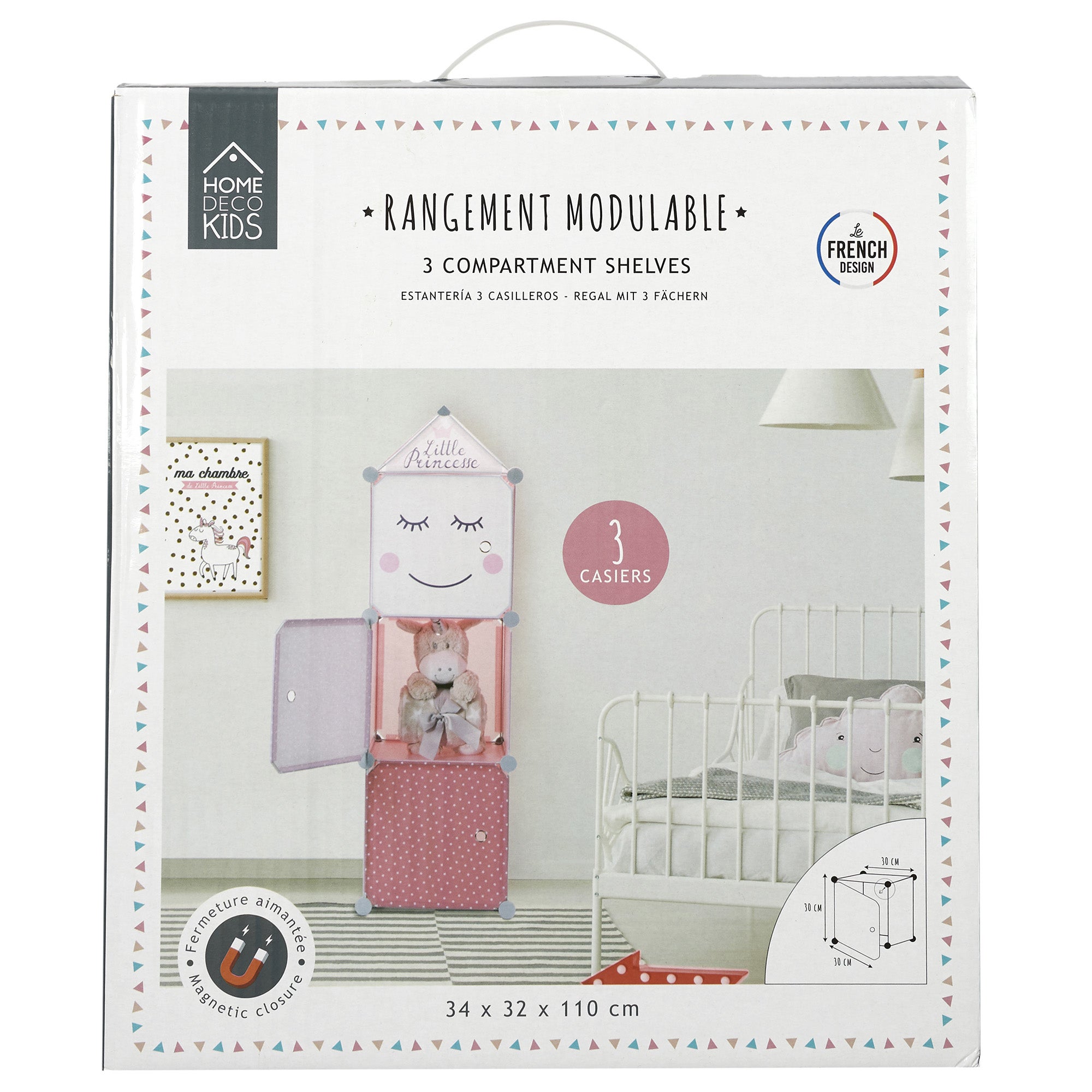 Estante 3 cubos rosa 110x34x32 cm Smile - 5