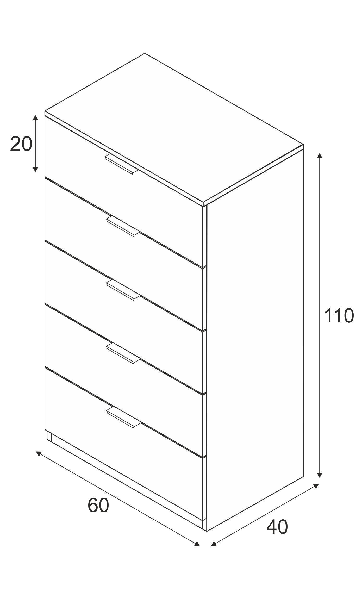 Cajonera KIT ALAYA 5 cajones Roble Canadian y Blanco Artik 110x60x40cm - 2