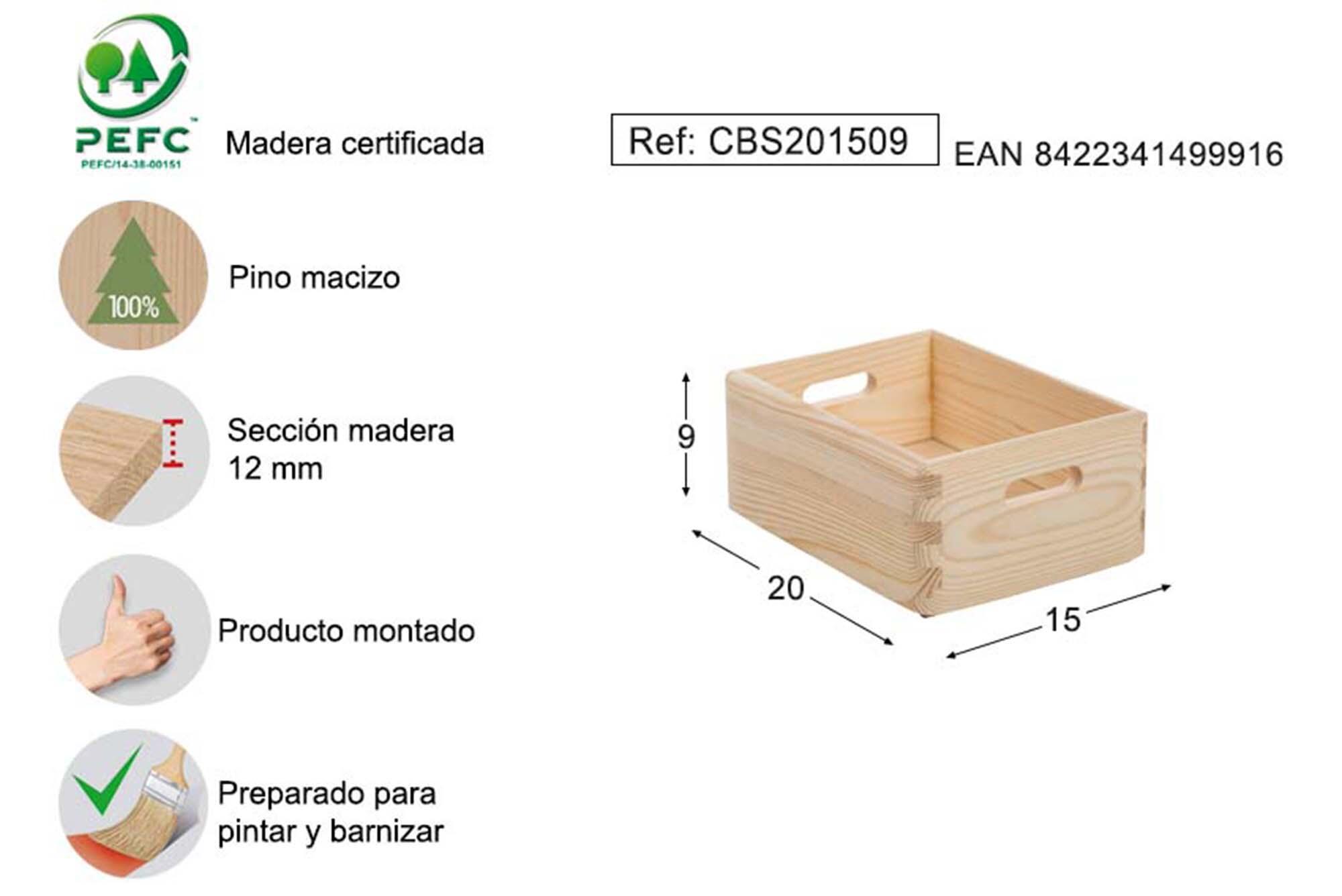 Caja de pino de 9x15x20 cm - 3